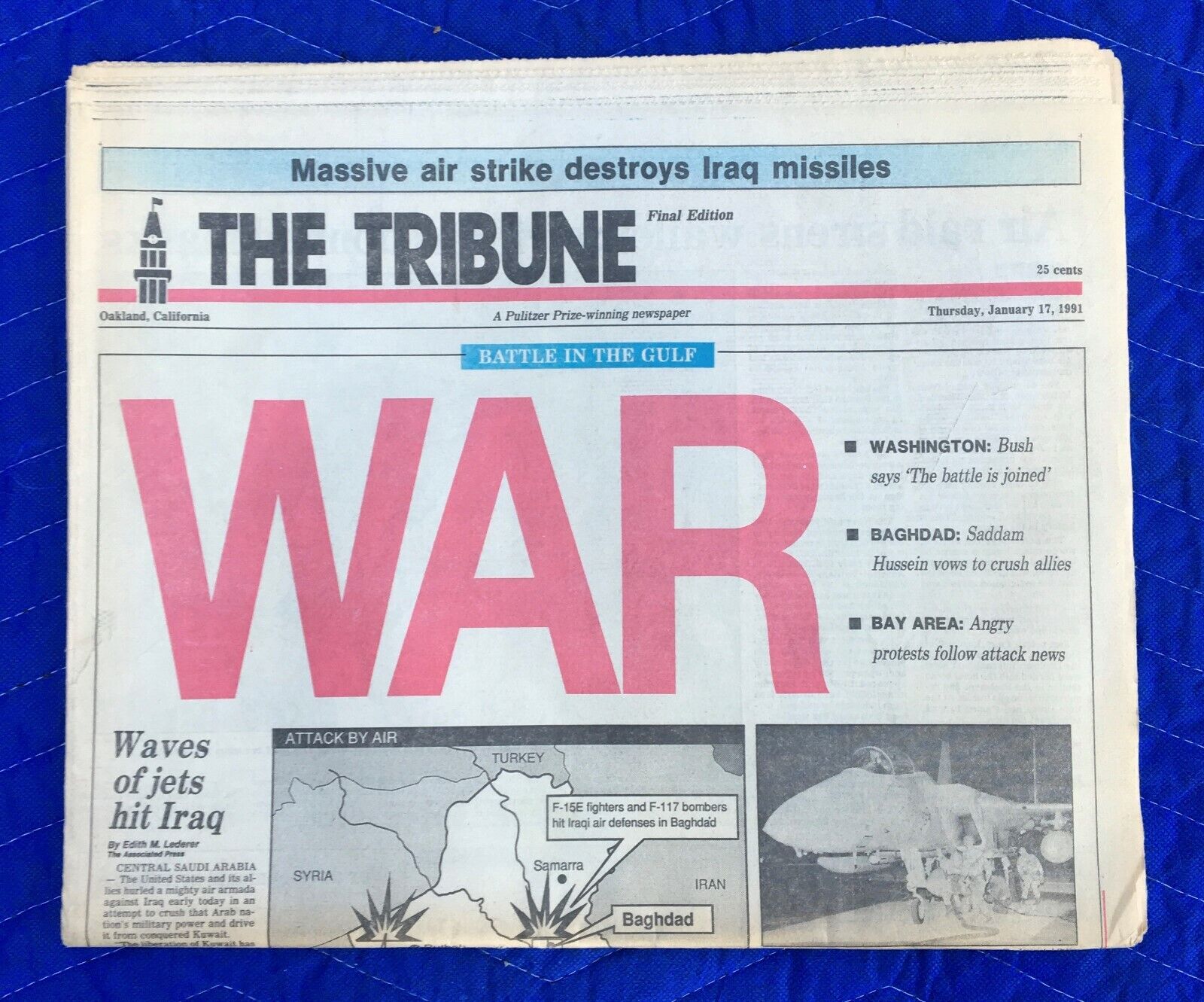 WAR PERSIAN GULF JANUARY 17 1991 COMPLETE NEWSPAPER OAKLAND DESERT STORM