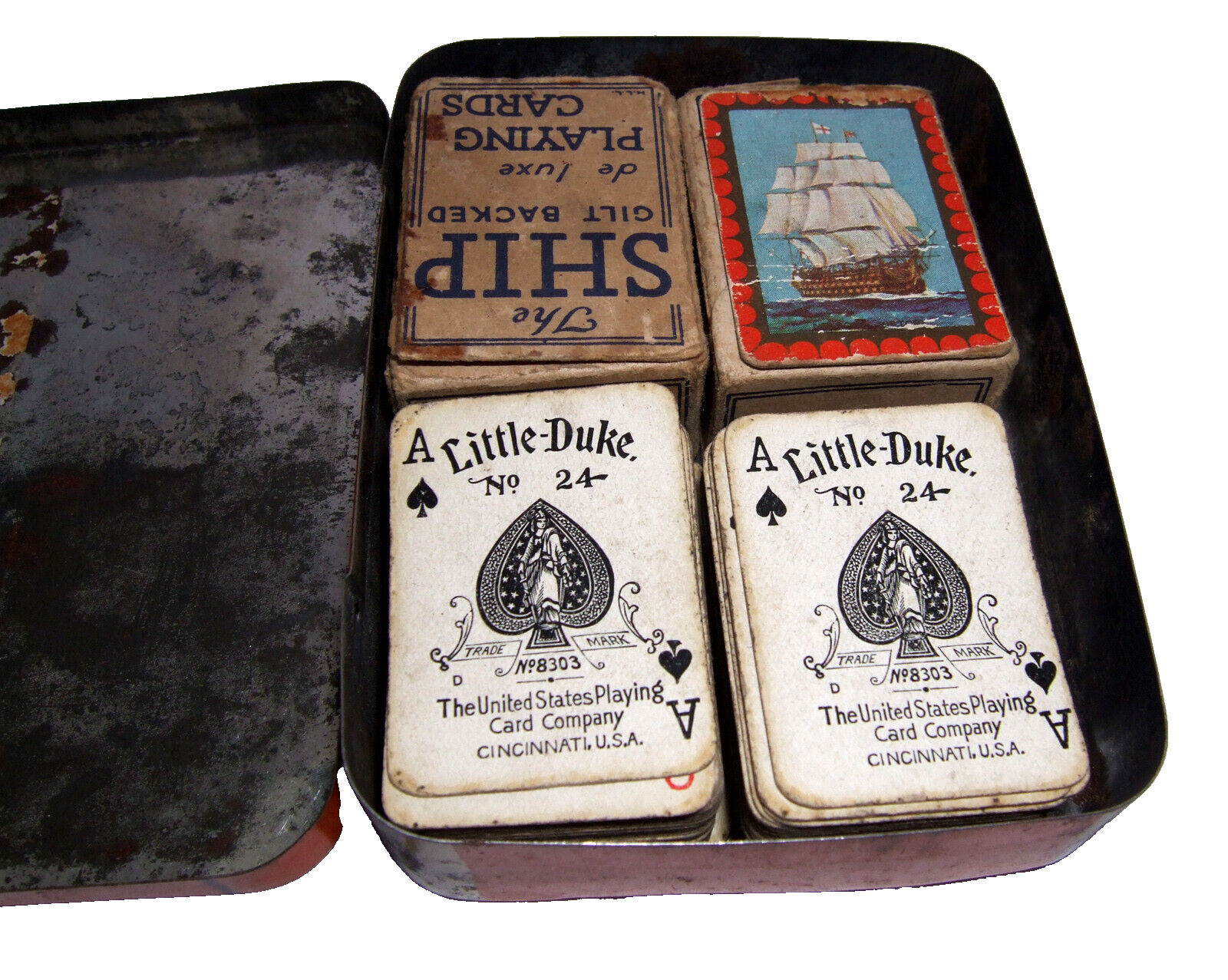 4 packs of vintage miniature playing cards ship\'s & little duke cards 3 x 4.5cm