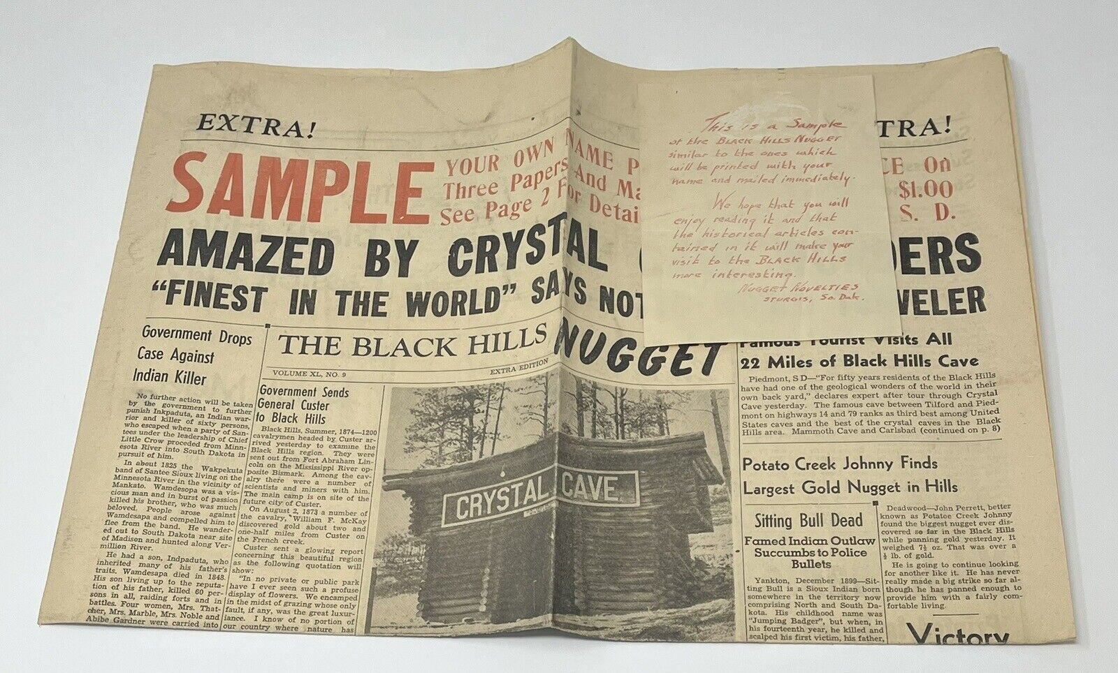 1950s Black Hills Nugget Sample Newspaper South Dakota