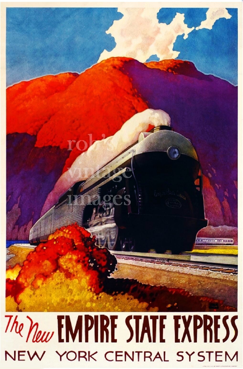  New York Central Train Poster Railroad Empire State Express art deco print 1939