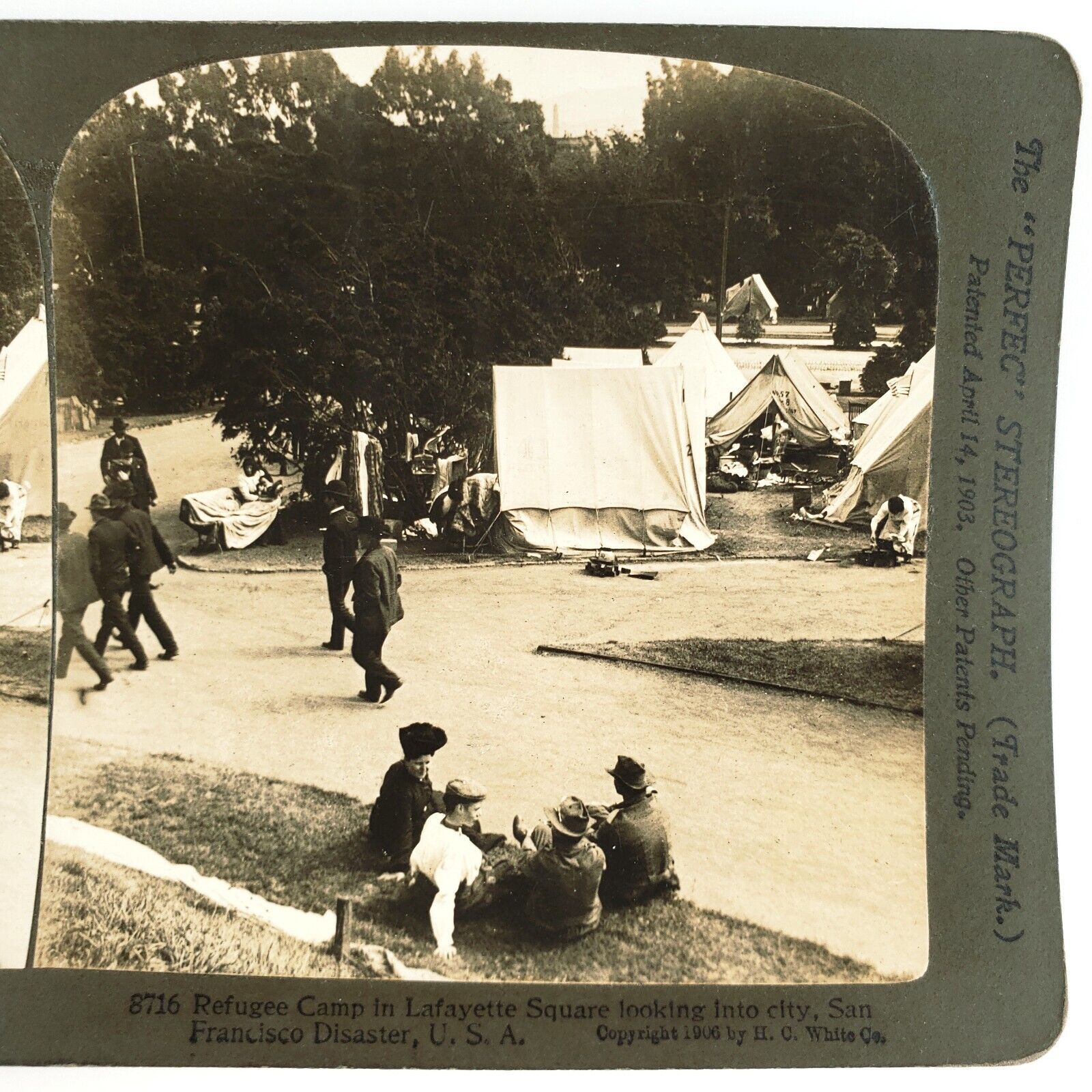 Lafayette Square Refugee Camp Stereoview c1906 San Francisco Earthquake H1686