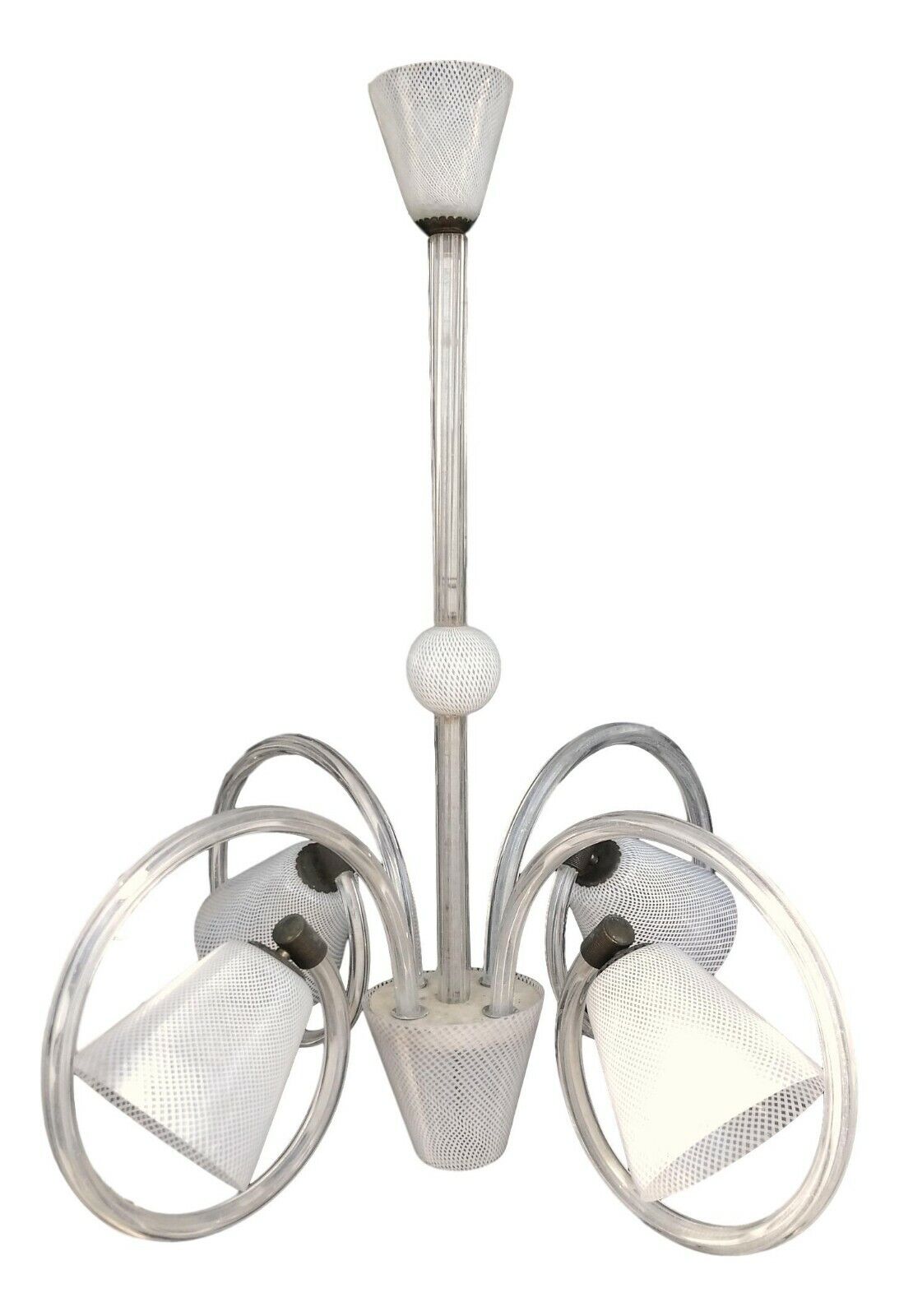 Chandelier Original venini Design carlo scarpa Glass Reticello Vintage Years 50
