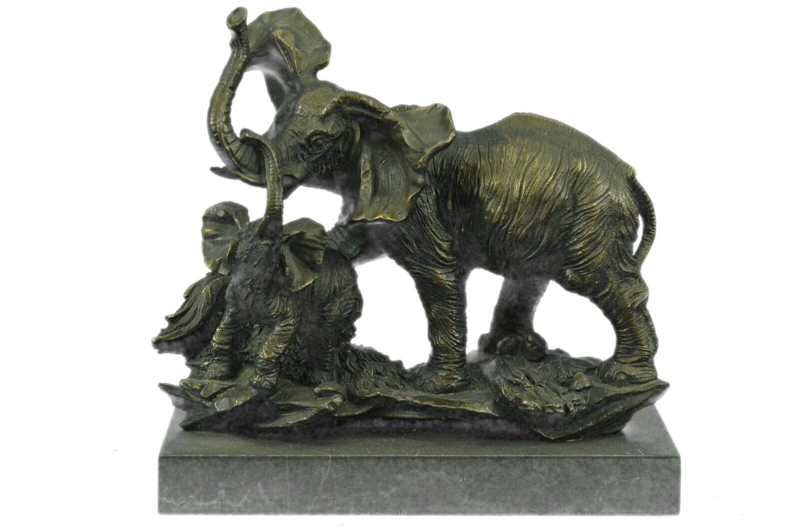 Elephant Family Bronze Statue Animal Sculpture Metal Figurine Home Decorative