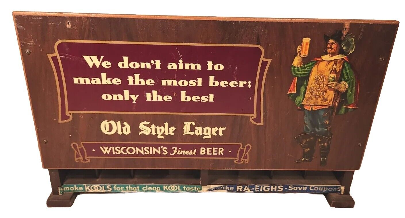 Rare Vtg Old Style Lager Beer Cigarette Dispenser Countertop Store AD Display 