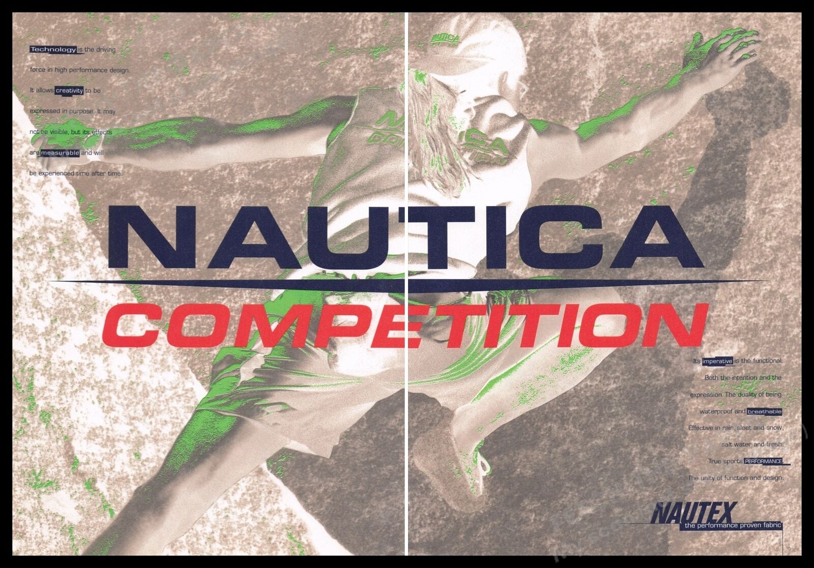 Nautica Competition 1990s Print Advertisement (2 pages) 1997 Rock Climbing