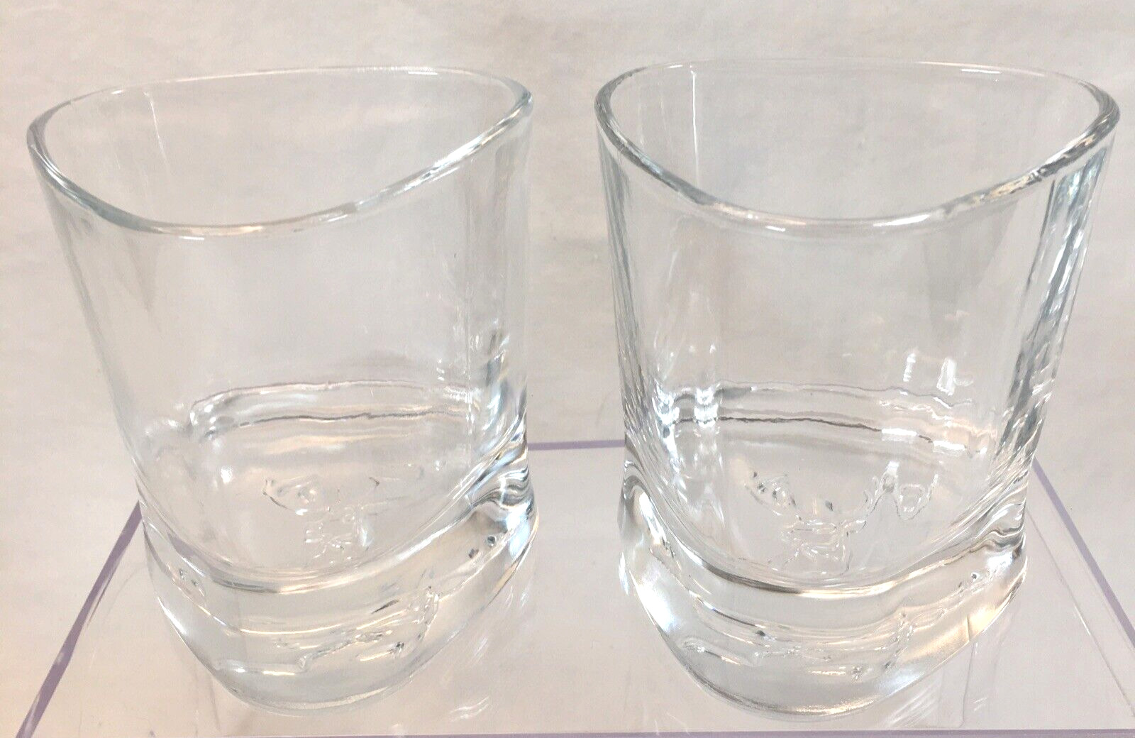 Triangle Shaped Heavy Bottom Glasses With Deer/Buck Embossed In The Bottom