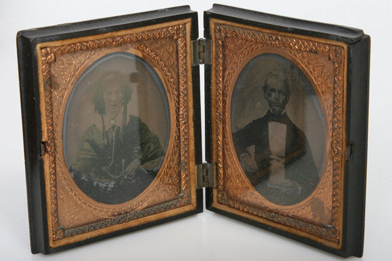 Thermoplastic Union Case w/ Double 6th Plate Ambrotype photo * husband and wife