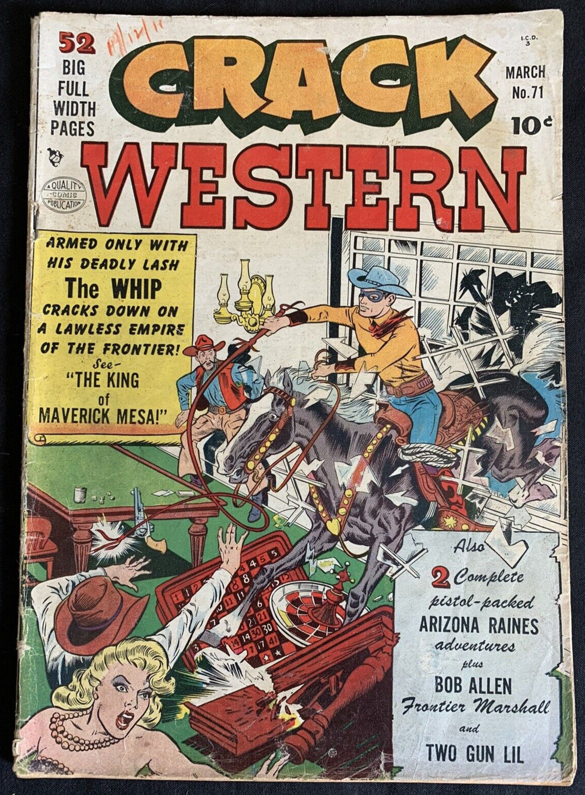 CRACK WESTERN #71 Quality Comics Inc 1951 Estate Sale Original Owner RARE