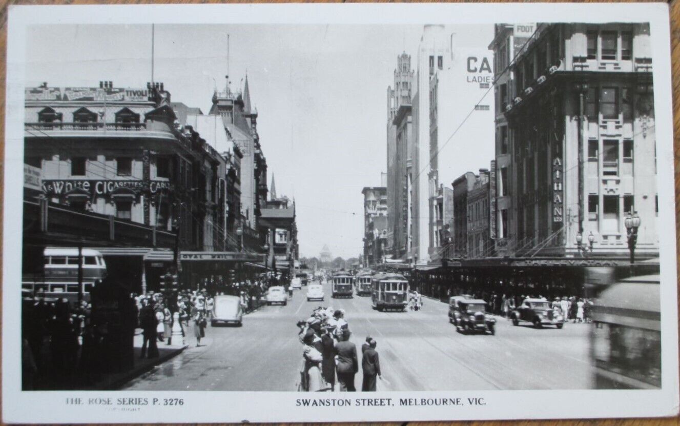 Melbourne, Victoria, Australia 1948 Realphoto Postcard, Swanston Street Rppc