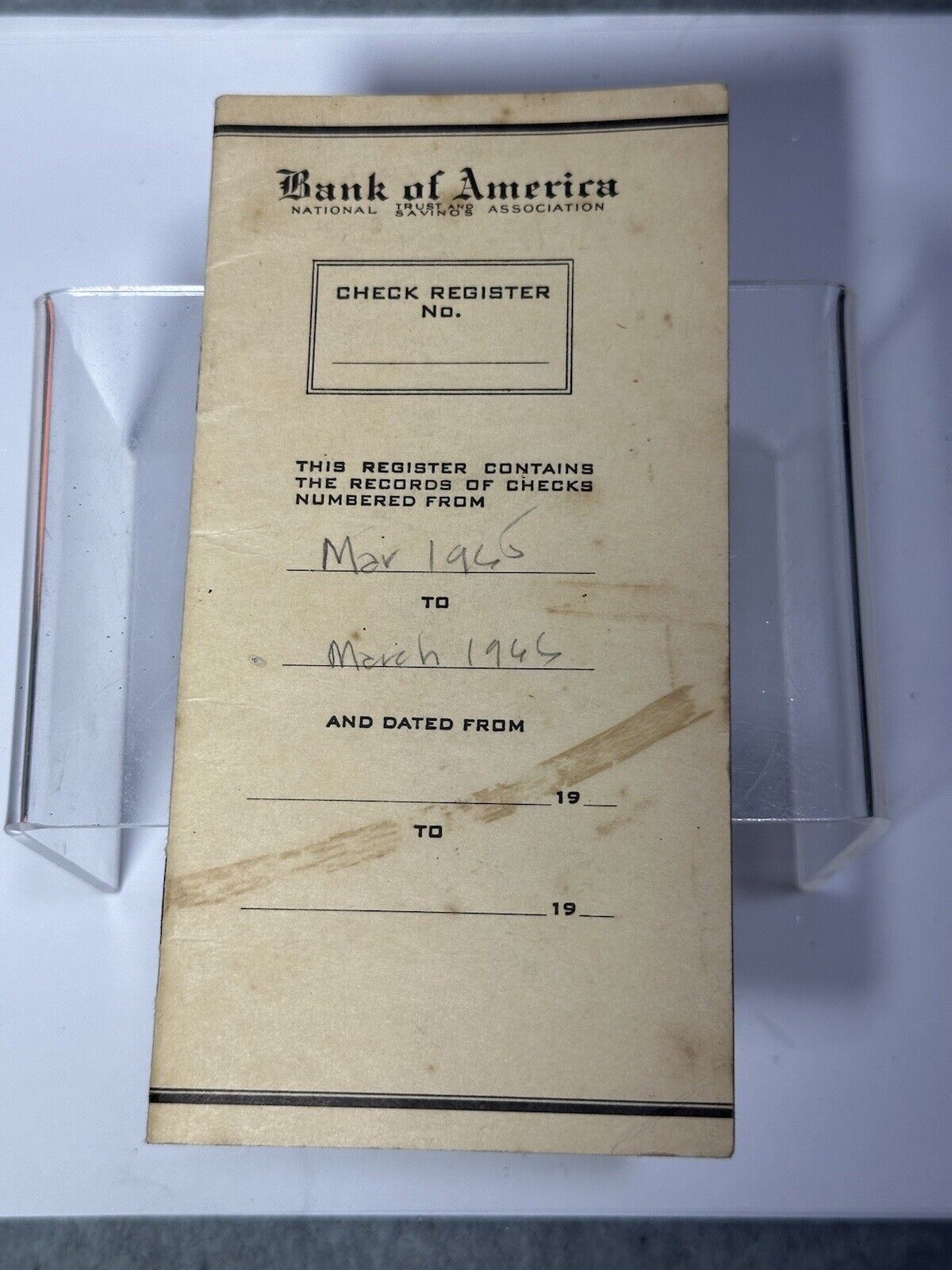 1960’s BANK OF AMERICA CHECK REGISTER  VINTAGE