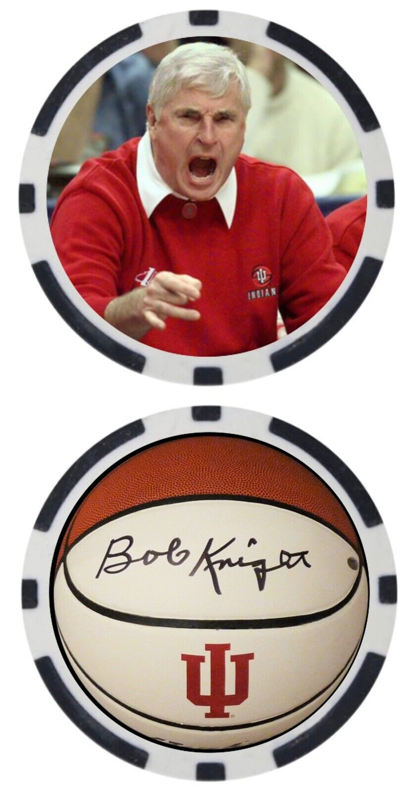 BOBBY KNIGHT - INDIANA HOOSIERS - POKER CHIP -  ****SIGNED/AUTO***