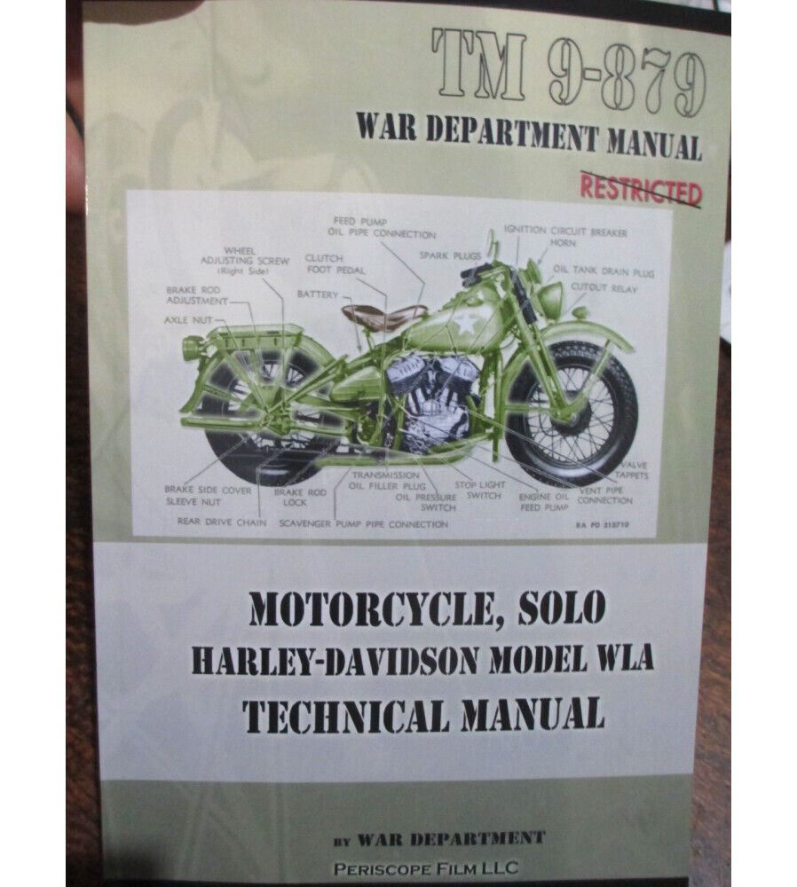 Solo Harley-Davidson Model WLA Technical Manual - WW2 USA ARMY reprint NEW BOOK
