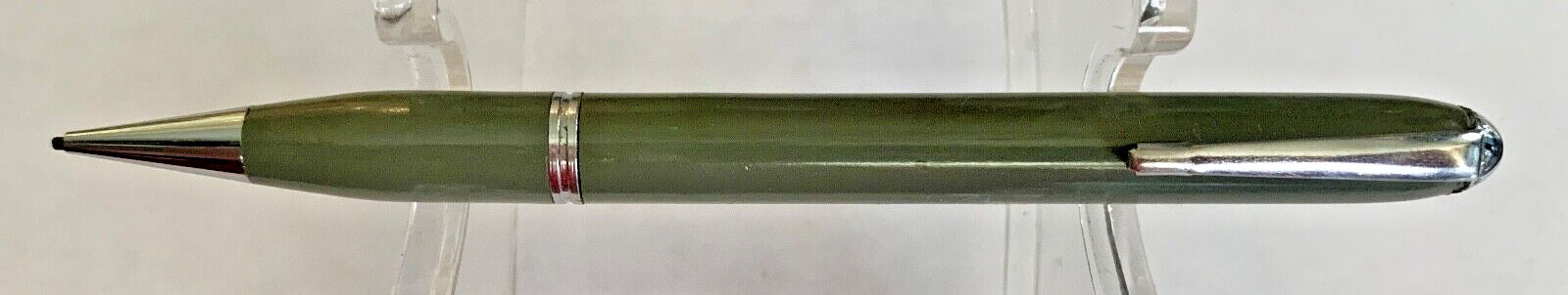 VINTAGE UNBRANDED ADVERTISING MECHANICAL PENCIL, GREEN W/ CHROME TONE, 1960'S