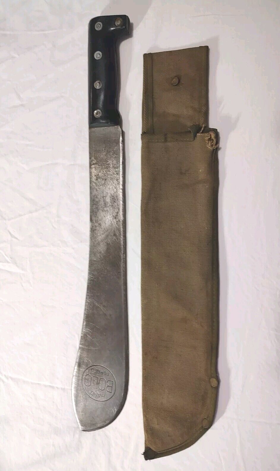 US Vietnam Era Vintage Japan Made Hand Forged Bolo Machete Knife w/ Sheath  