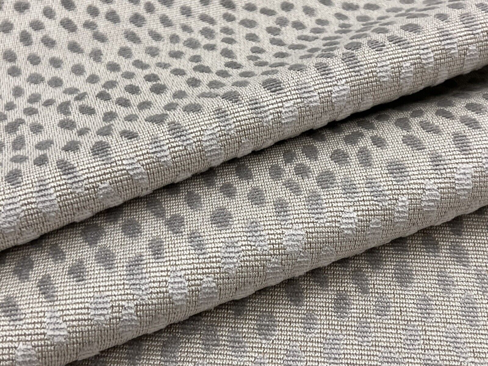 Anna French All Over Cut Velvet Dots Uphol Fabric- Spot On Grey 2.90 yds AW1388