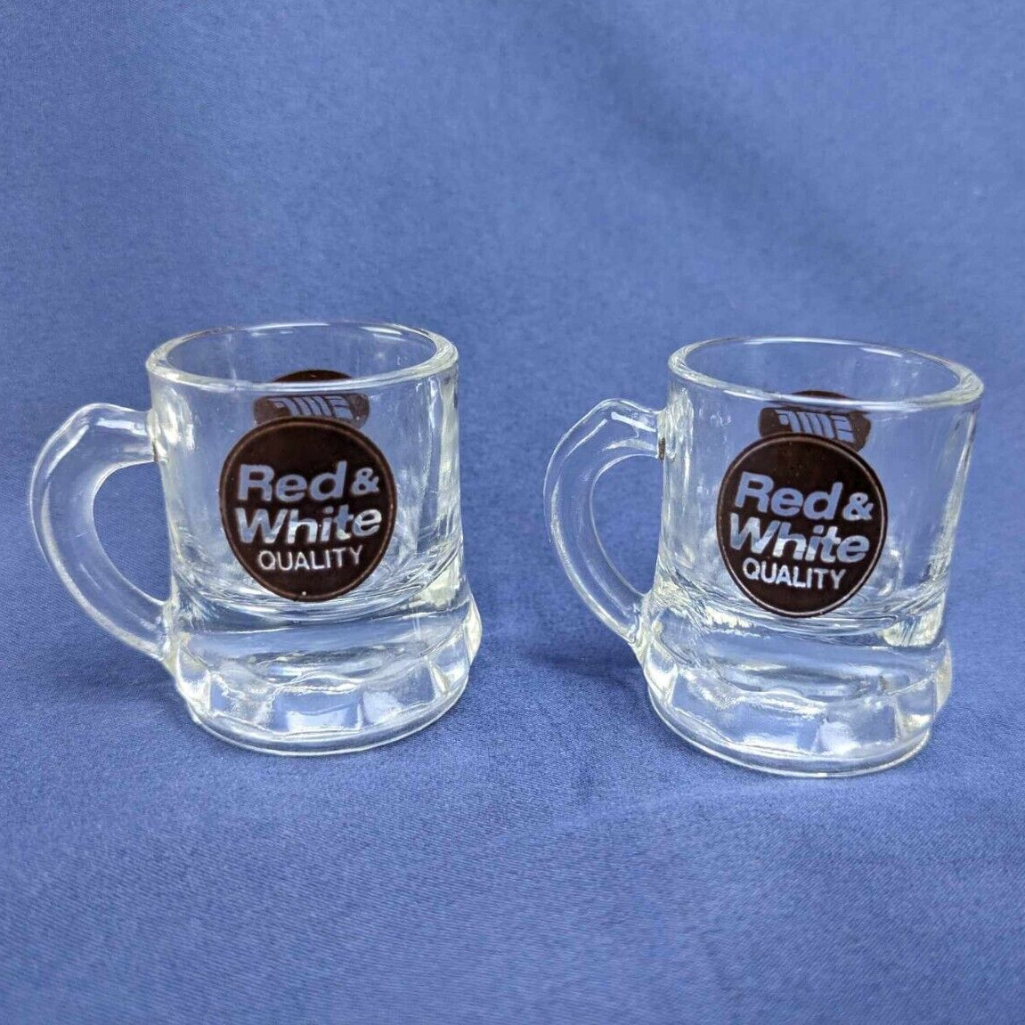 Vintage Set of Miniature Federal Glass Beer Mug Shot Glass Advertisements - SMF