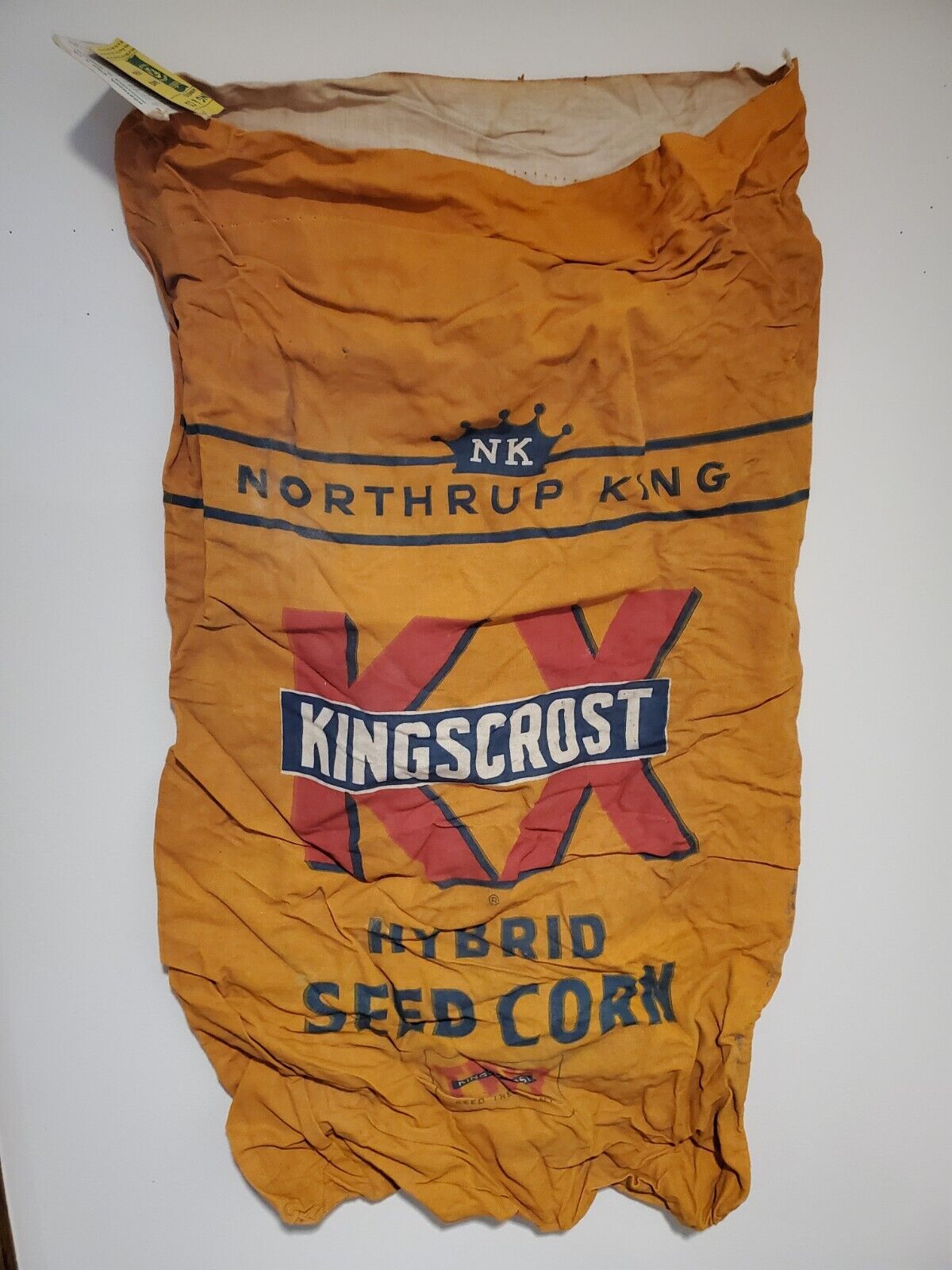 Vintage Northrup King seed corn Sack Kingscrost bag Kerkhoven Minnesota 1957