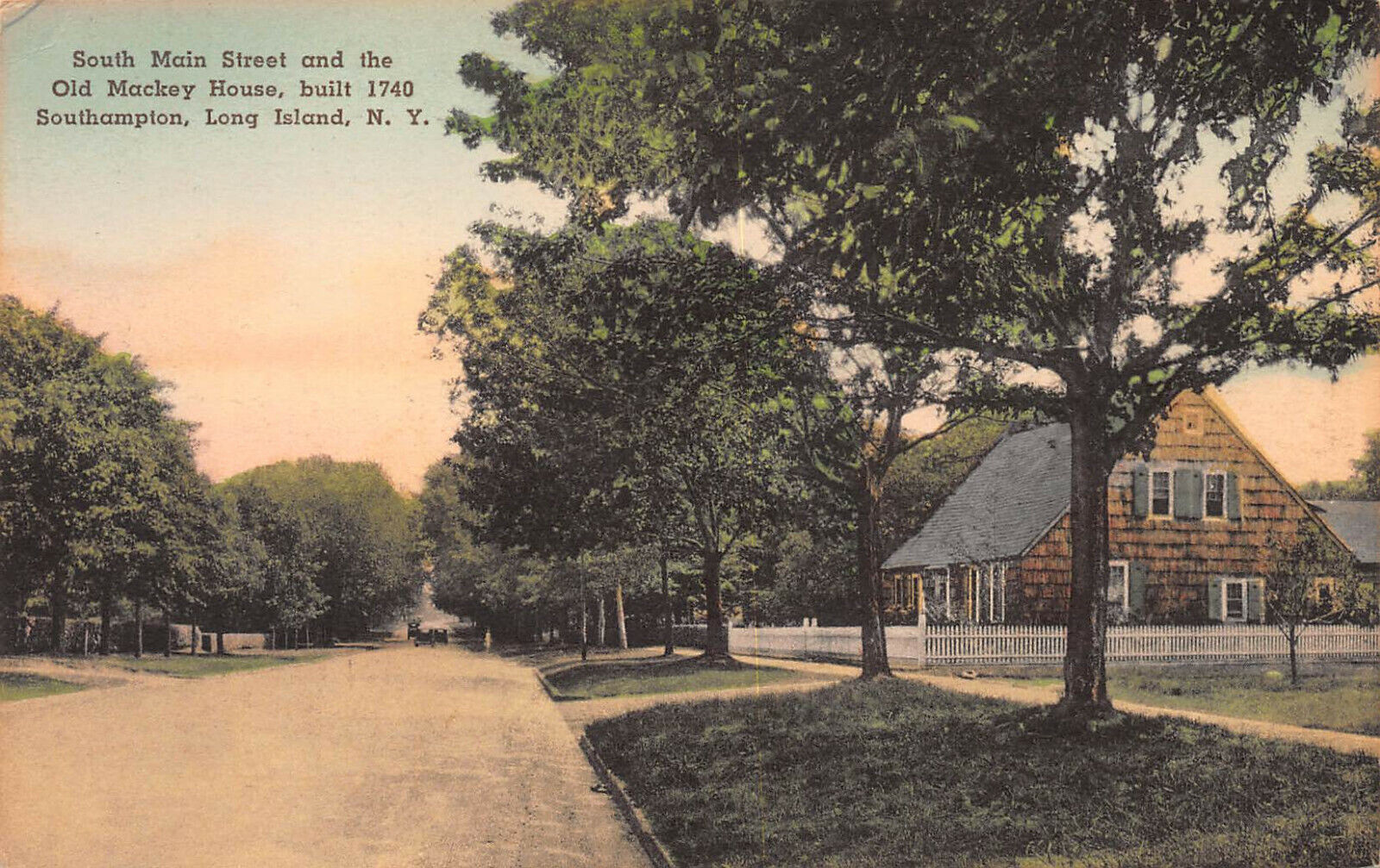 South Main St. & Old Mackey House, Southampton, Long Island, NY, Early Postcard