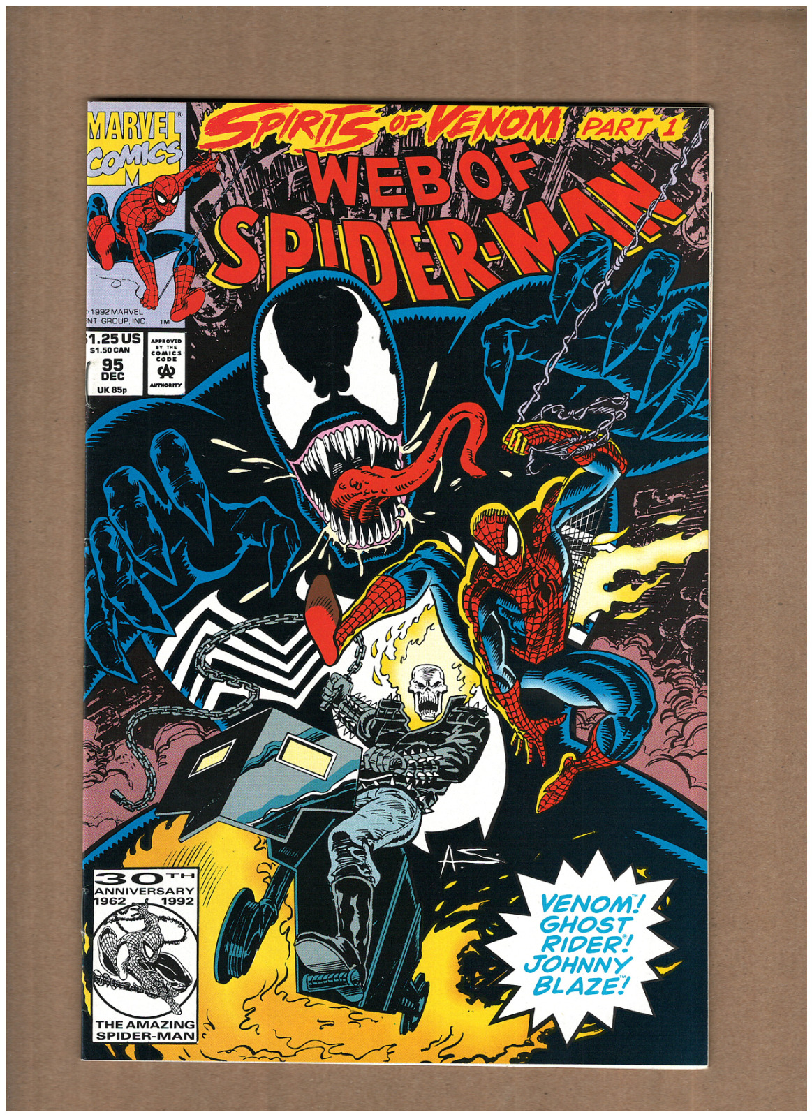 Web of Spider-man #95 Marvel 1992 Spirits of Venom, GHOST RIDER APP. VF/NM 9.0