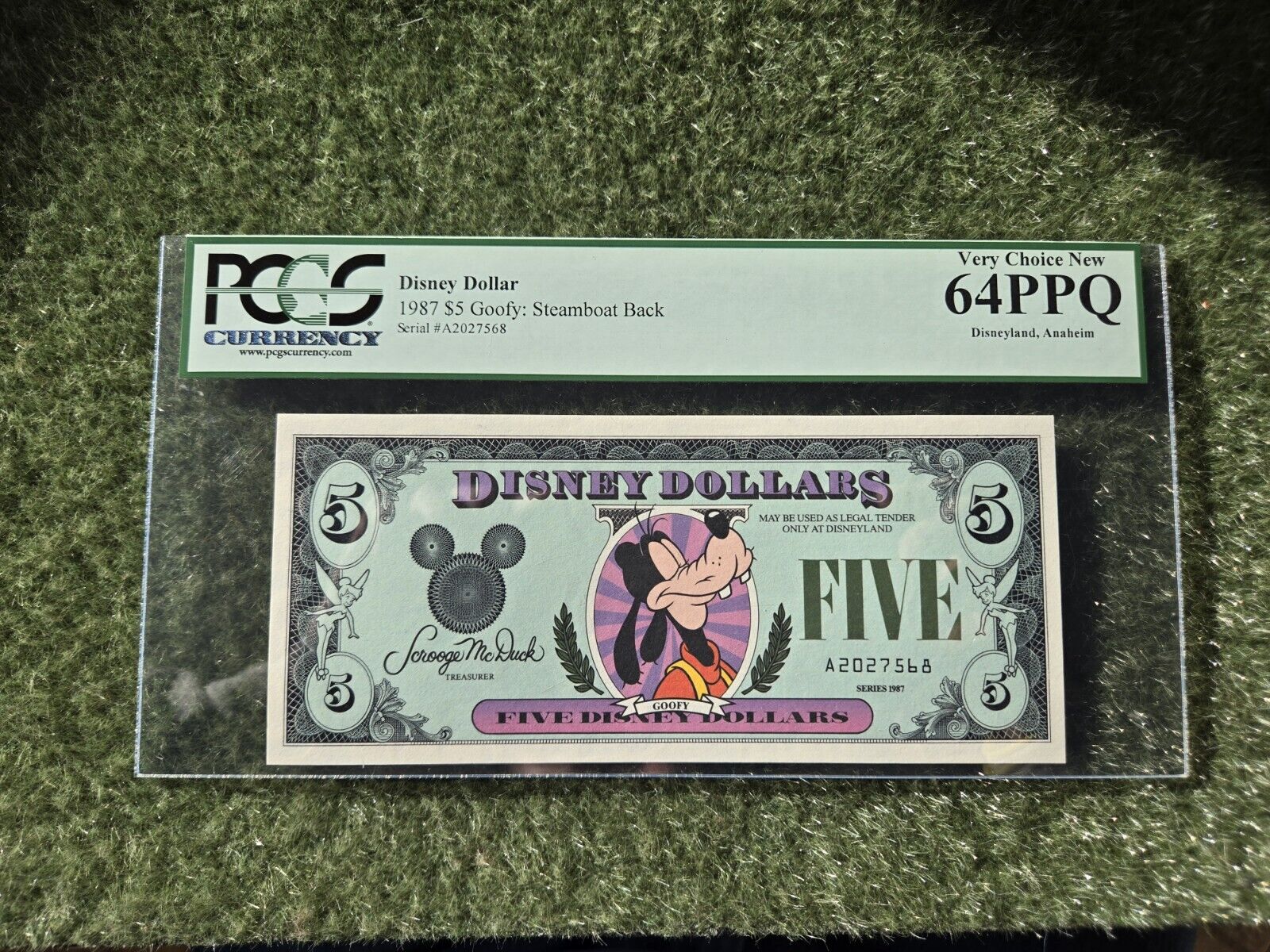 Disney Dollars $5 1987 First Year PCGS 64 PPQ Very Choice New