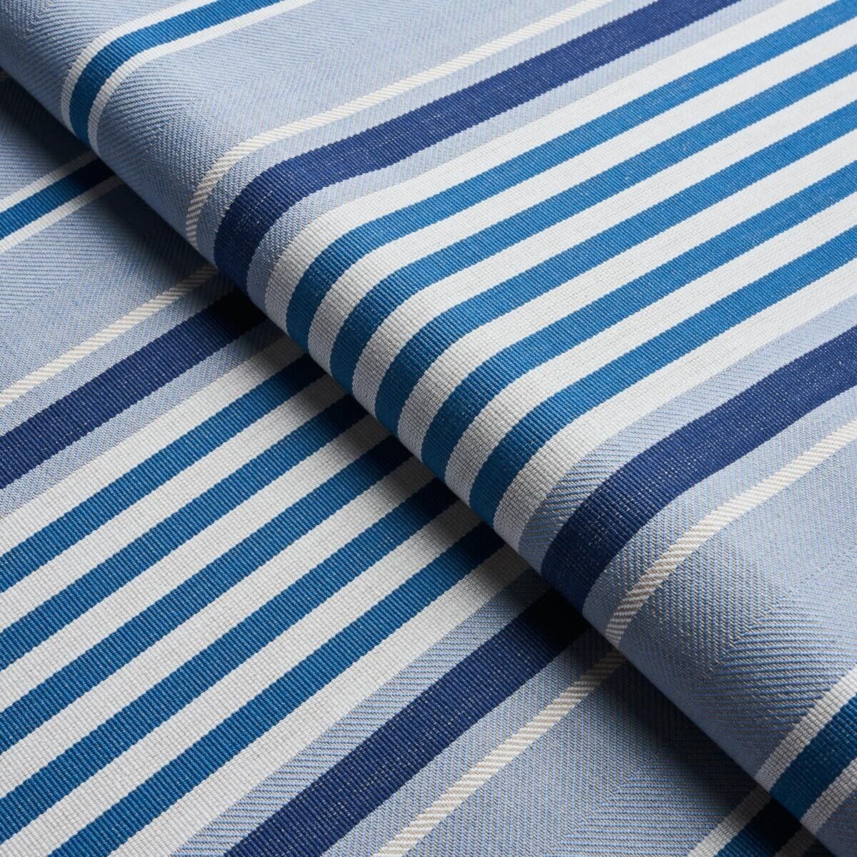 Schumacher Versatile Striped Fabric - Minzer Cotton Stripe / Blue 3.35 yds 66014