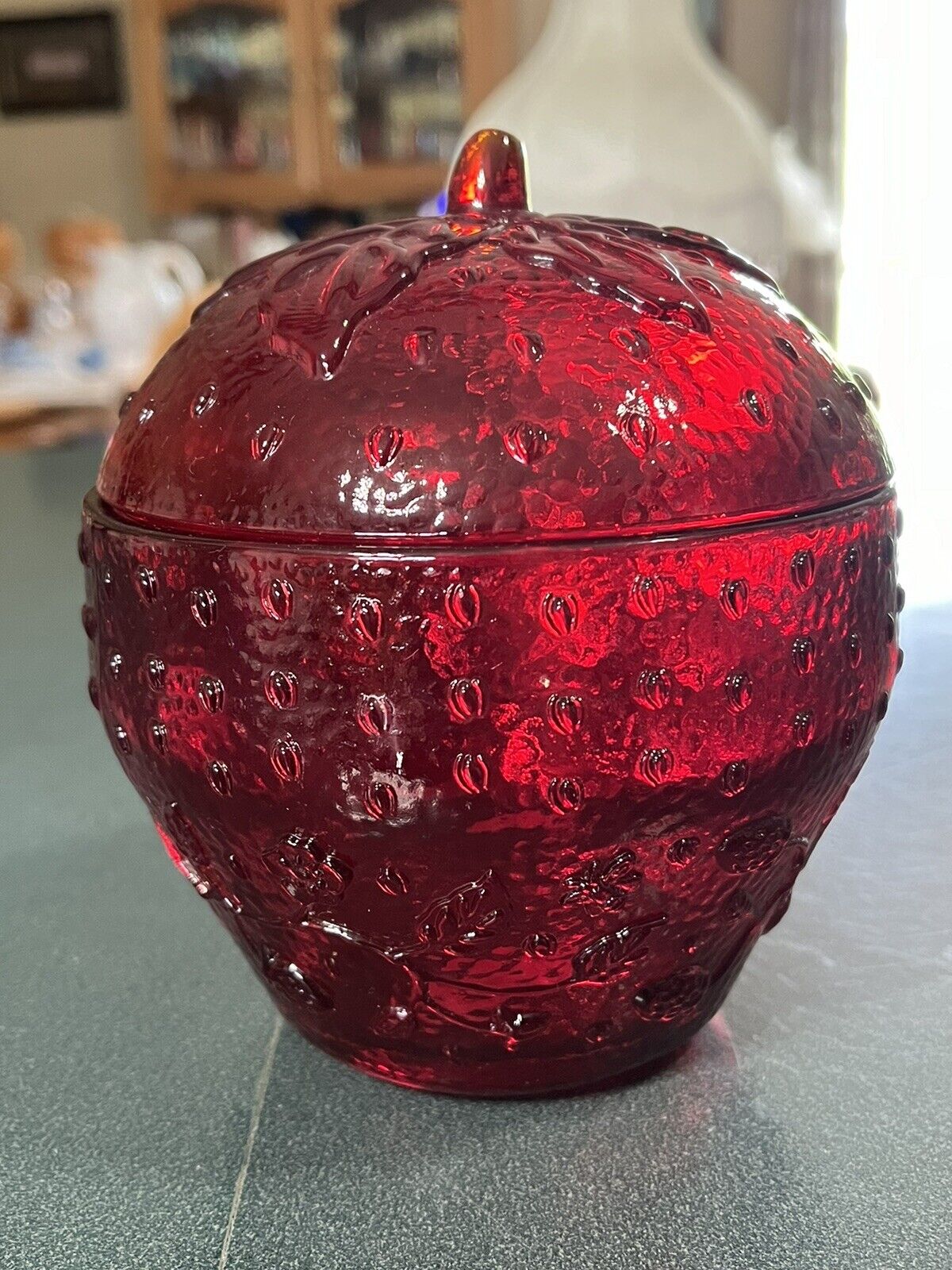 Longaberger Collectors Club Red Glass Strawberry Jam Jar