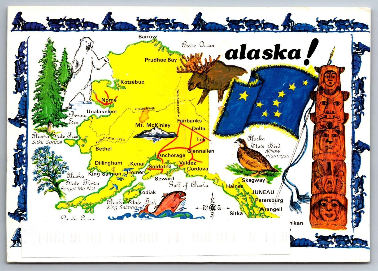 Postcard Map of Alaska Posted Continental    F 15