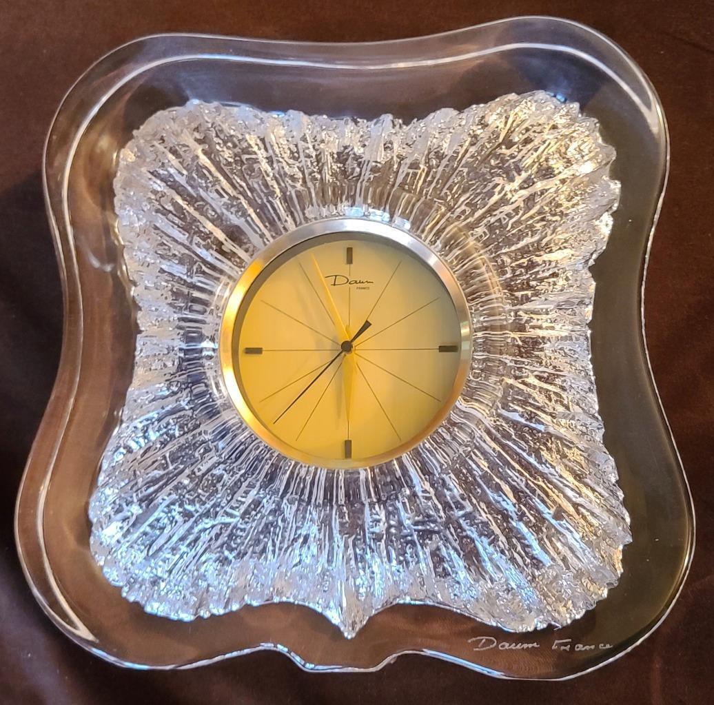 Daum Crystal Mantel Clock – Swiss Movement – VGC – NEEDS BATTERY - GORGEOUS