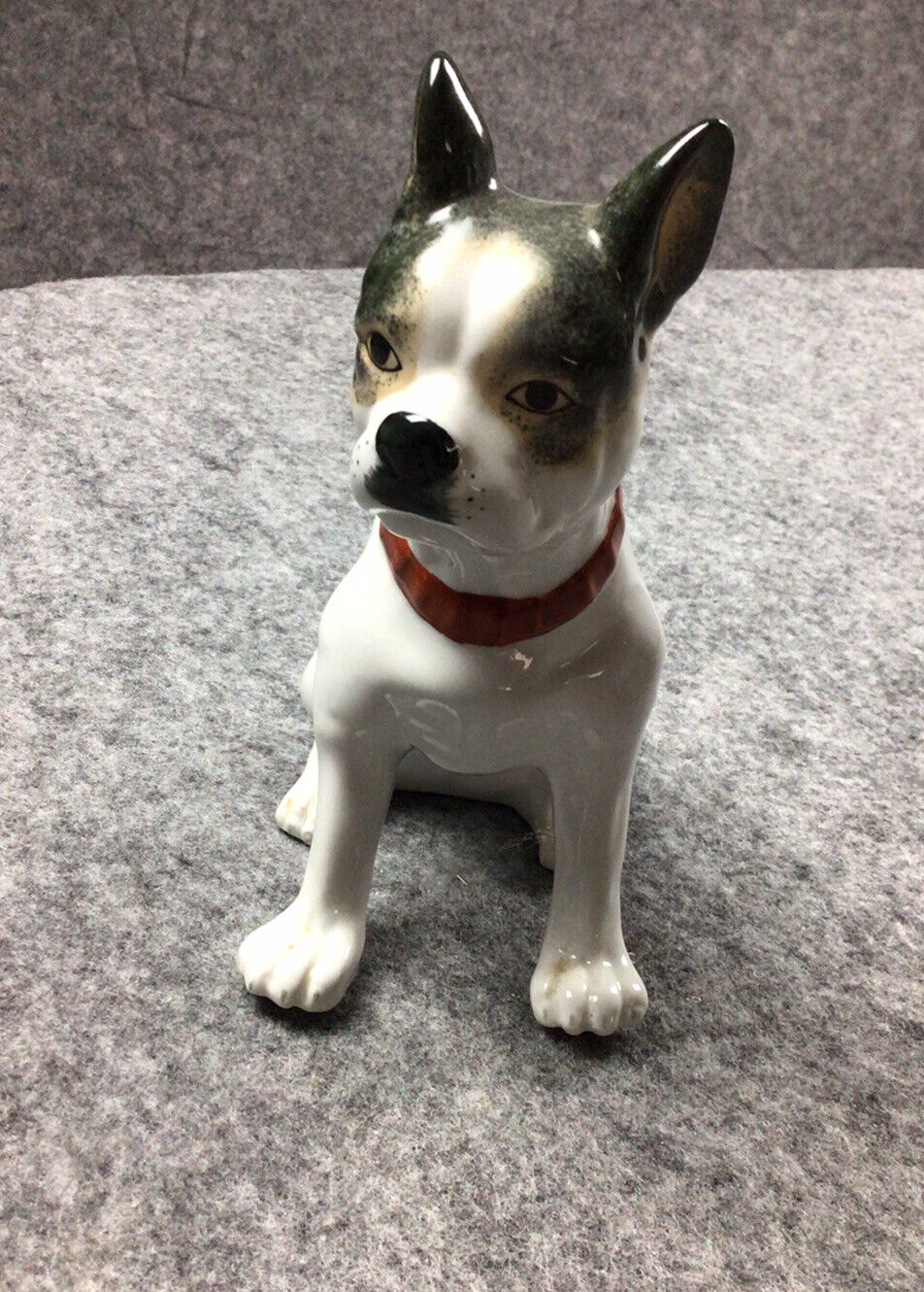 Chelsea House Boston Terrier Figurine Large Smooth White Black Brown Spots