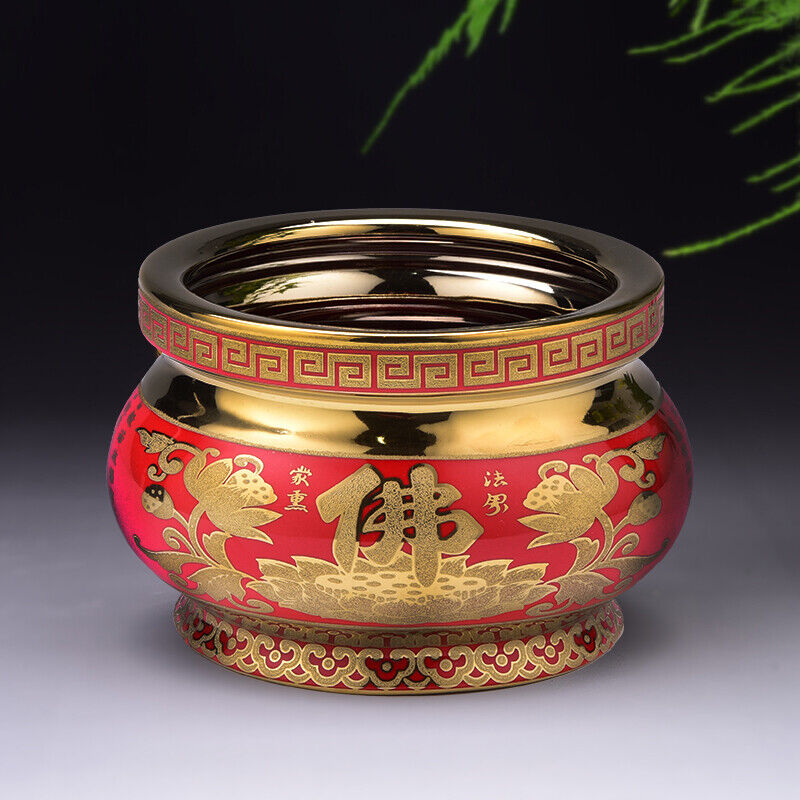 15cm Buddhist Ceramic Incense Burner Worship Wealth God Censer Offering Ornament