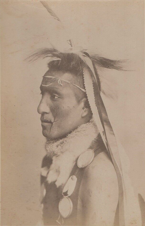 c1880 Anon. Portrait of Indian Chief American Native Albumen Print Vintage