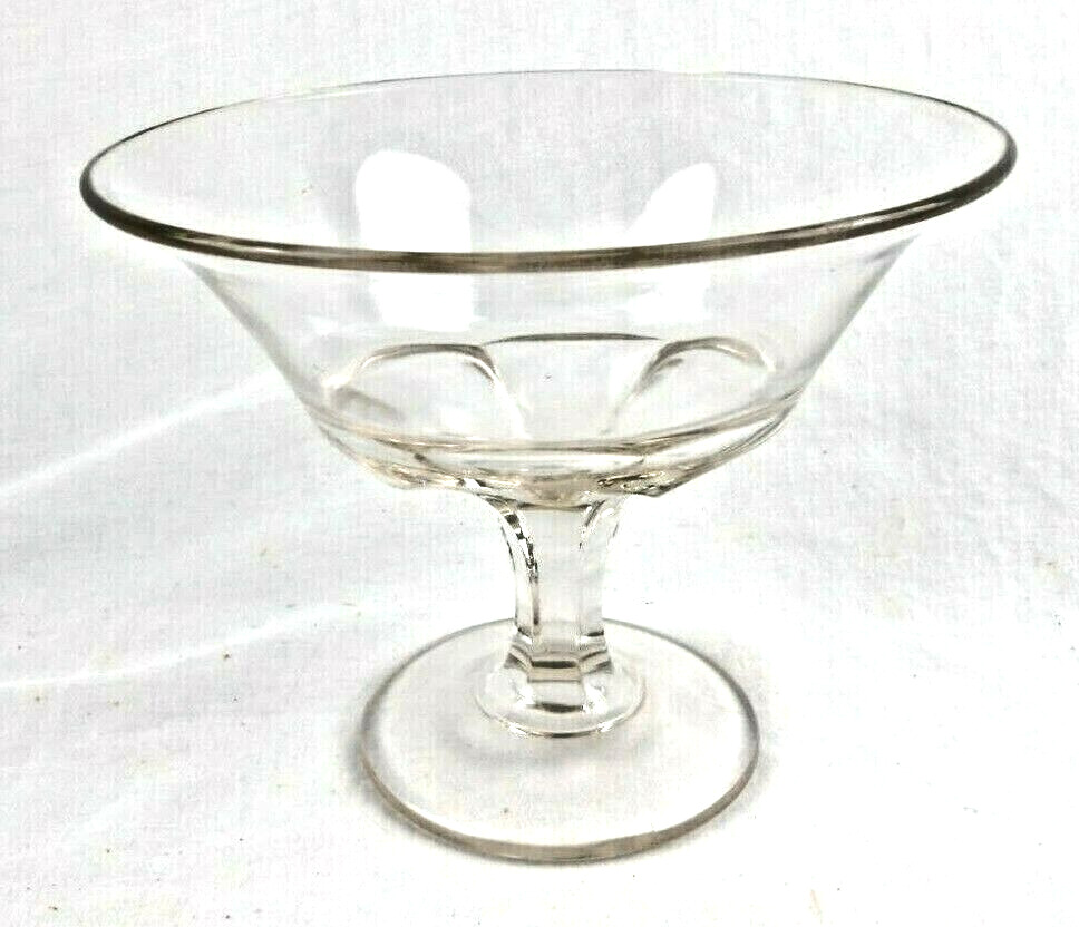 Vintage Pressed Glass Compote Bowl Art Deco Glass Footed Candy Dish Fruit Retro