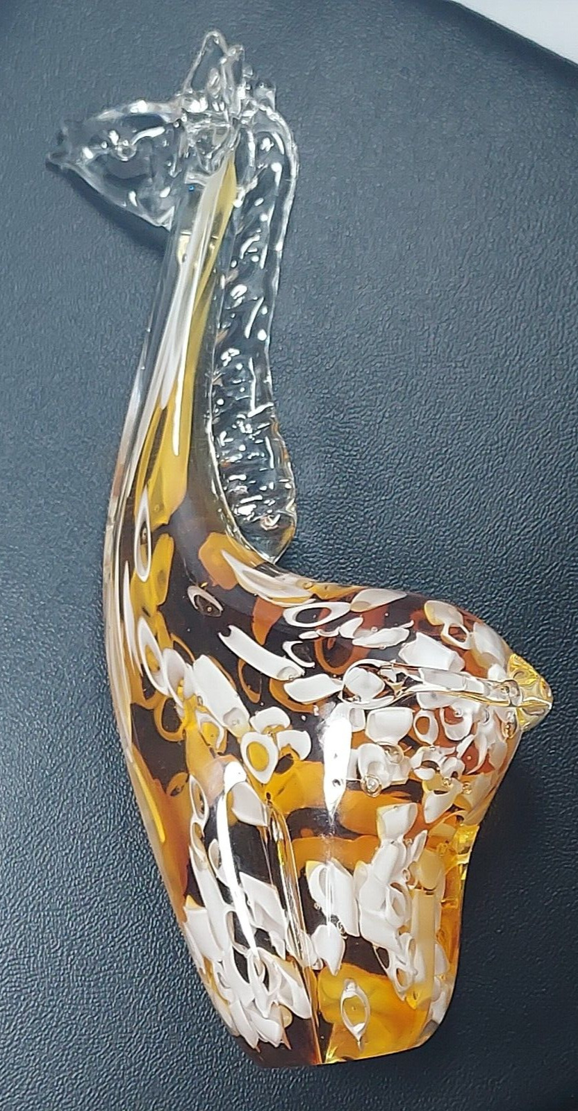 Beautiful Hand-Blown Art Glass Golden Giraffe Paperweight Sculpture Fifth Avenue