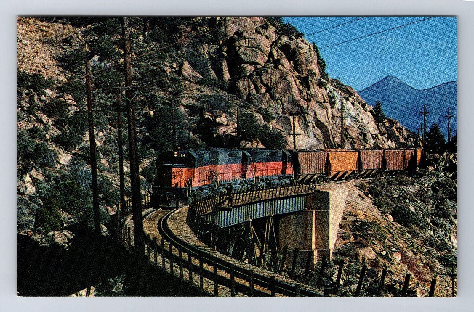 Fish Creek MT-Montana, EMD Six Axle SD40-2s Diesel Train, Vintage Postcard