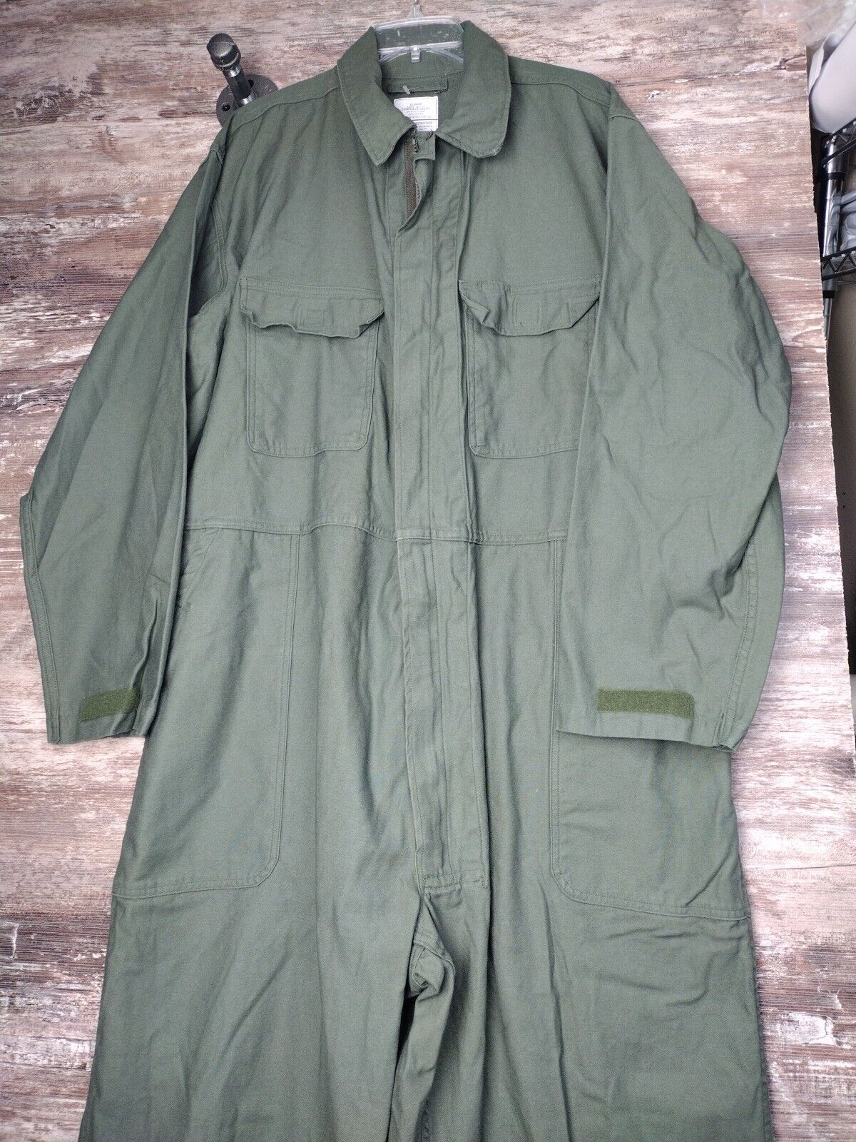 Vintage 80's US Military Green Cotton Utility Coveralls X Large Caribbean Needle