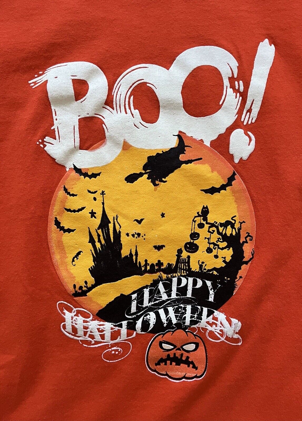 BOO  Happy Halloween Orange T-Shirt by Gildan  Men's size XL