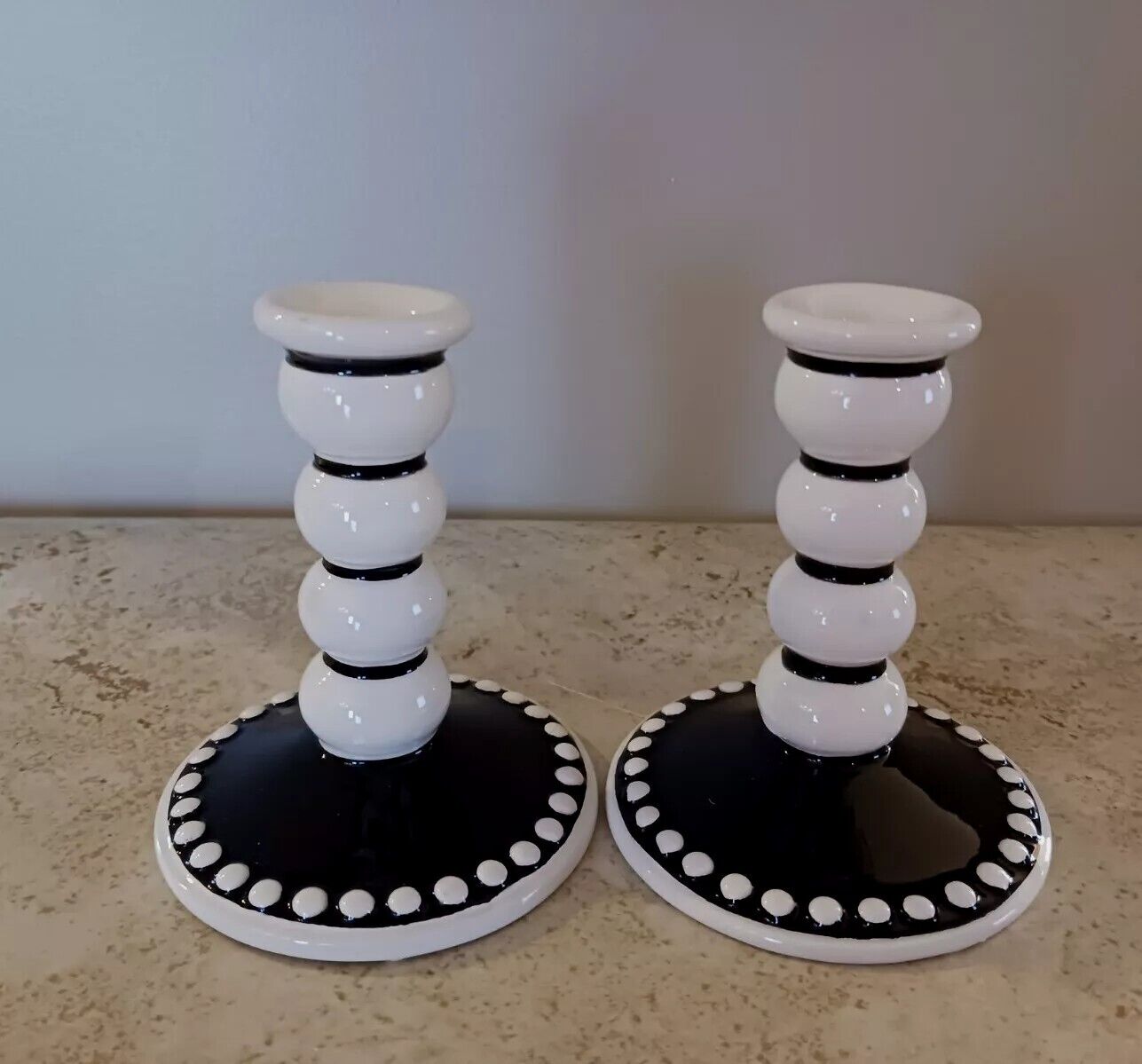Black & White Candlestick Holders (222 Fifth, China)