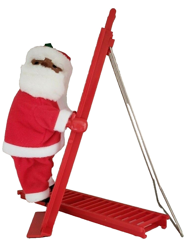 African American Santa Claus Animated Ladder Climbing  Musical 3 Christmas Carol