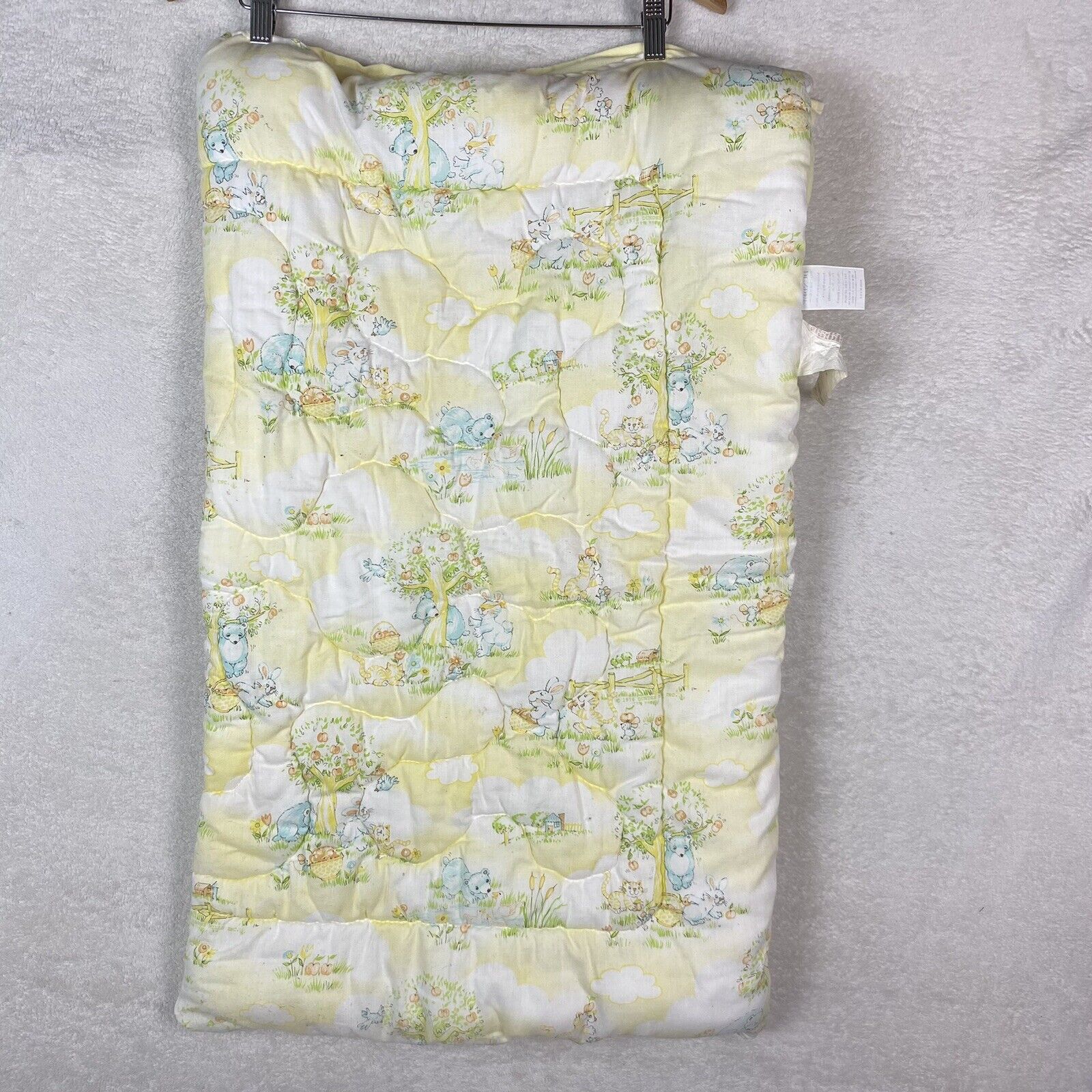 Vintage 1970s Toddler/Baby Sleeping Bag Quilted Zip-Up Playing Animals Print