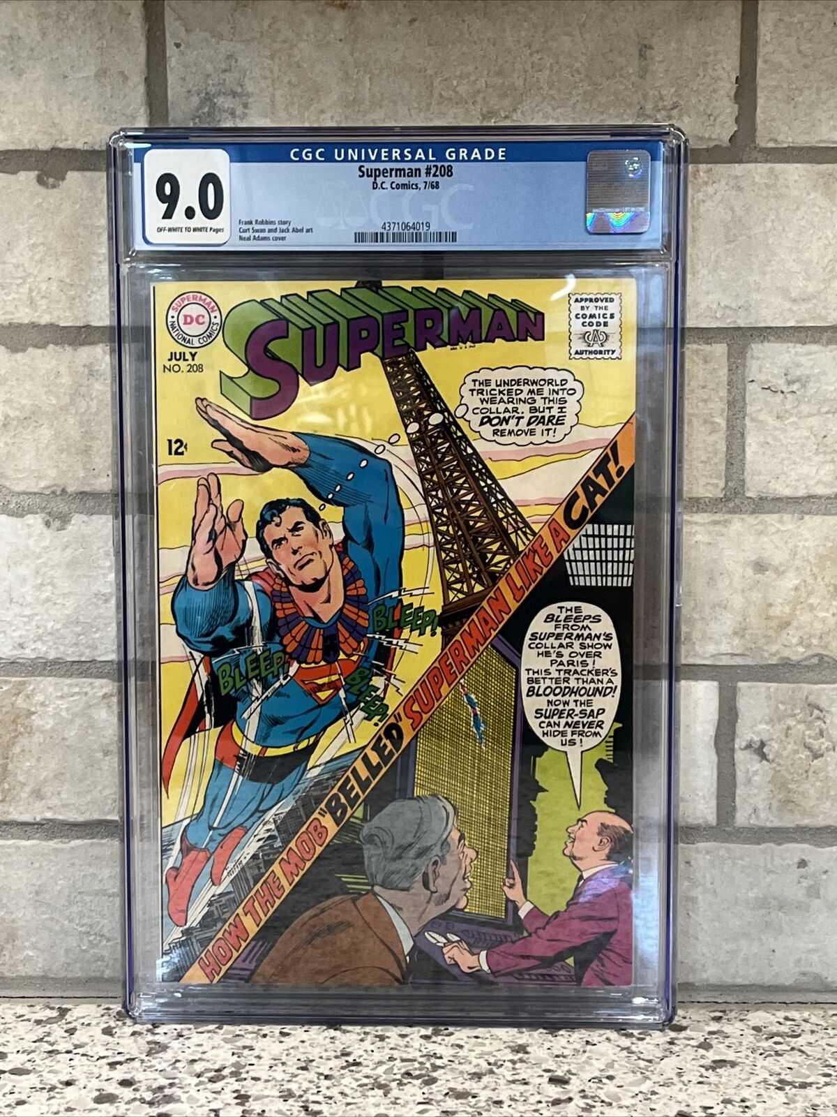 Superman #208 Neal Adams cover Silver Age DC 1968 Curt Swan, CGC 9.0