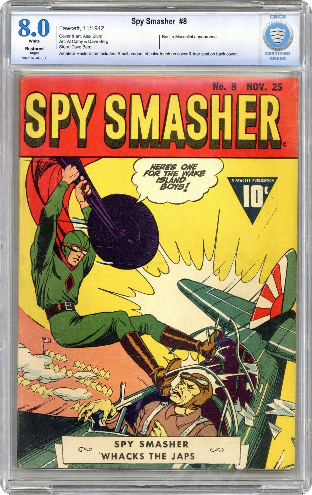 Spy Smasher #8 CBCS 8.0 RESTORED 1942 7007107-AB-006