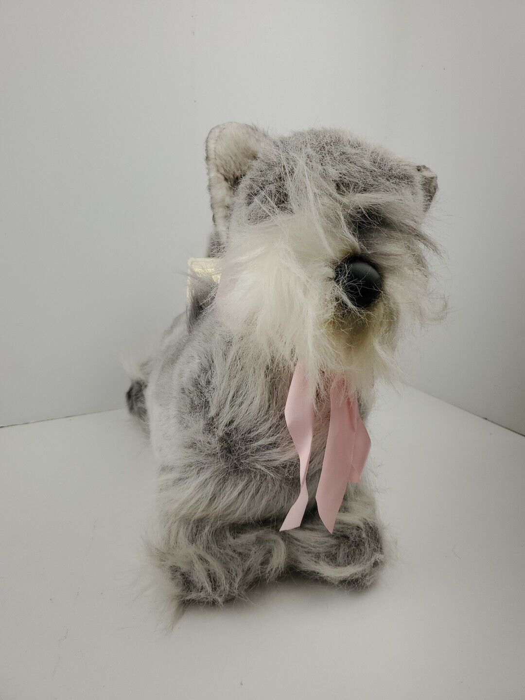 Vintage Realistic Schnauzer Dog Plush Russ Yomiko Classics  Stuffed Animal tag 