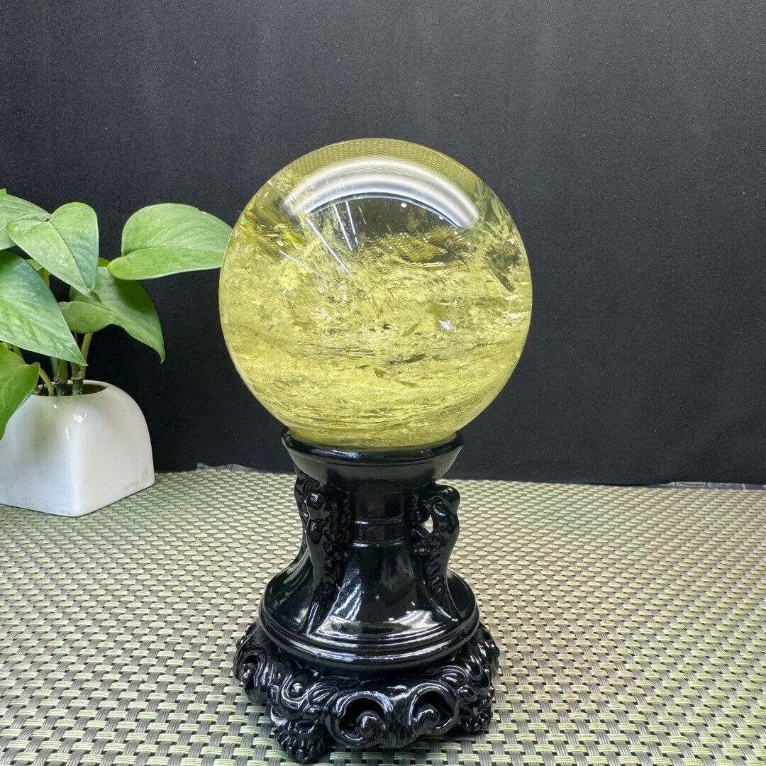 1.74lb Natural Citrine Quartz Sphere Crystal Energy Ball Reiki Healing Gem Decor