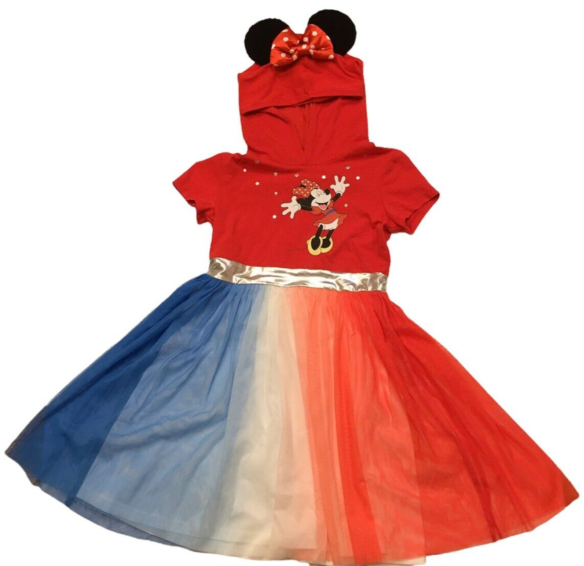 Disney Minnie Mouse New Girl\'s Size Large (10-12) Hooded Short Sleeve Dress