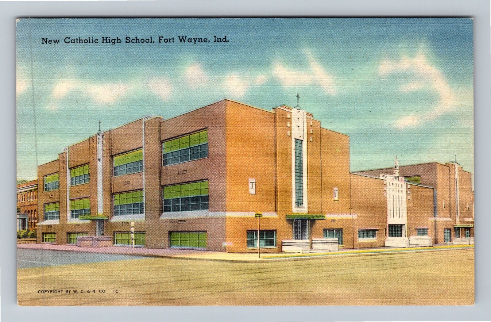 Fort Wayne IN-Indiana, New Catholic High School Vintage Souvenir Postcard