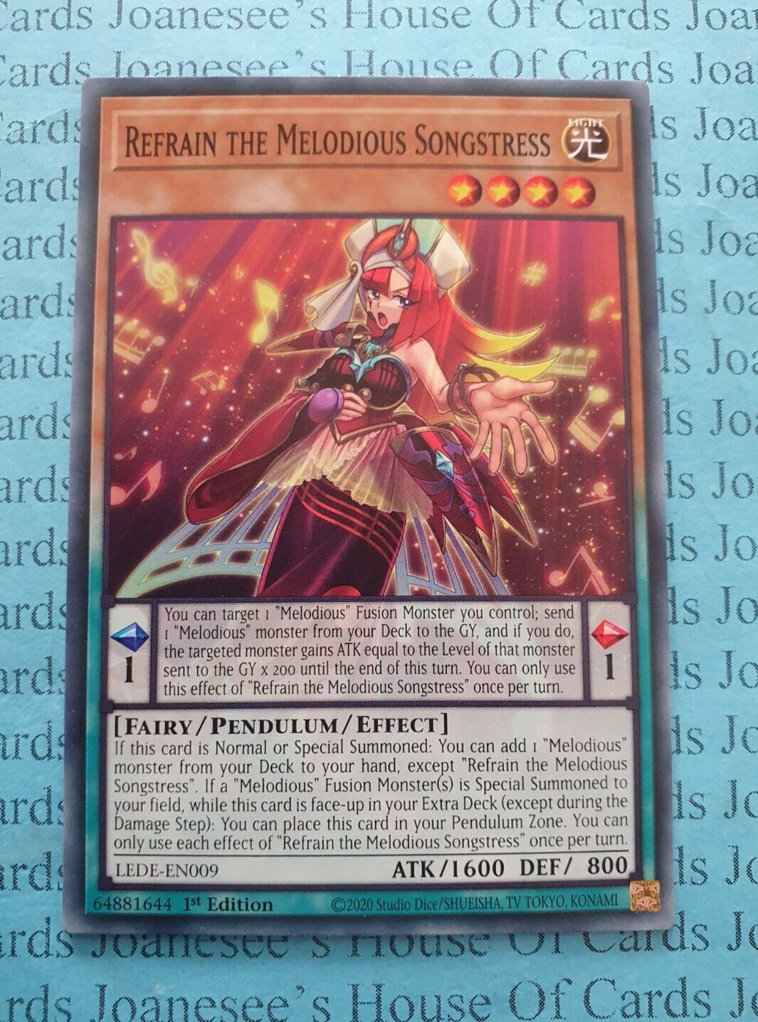 LEDE-EN009 Refrain the Melodious Songstress Yu-Gi-Oh Card 1st Edition New