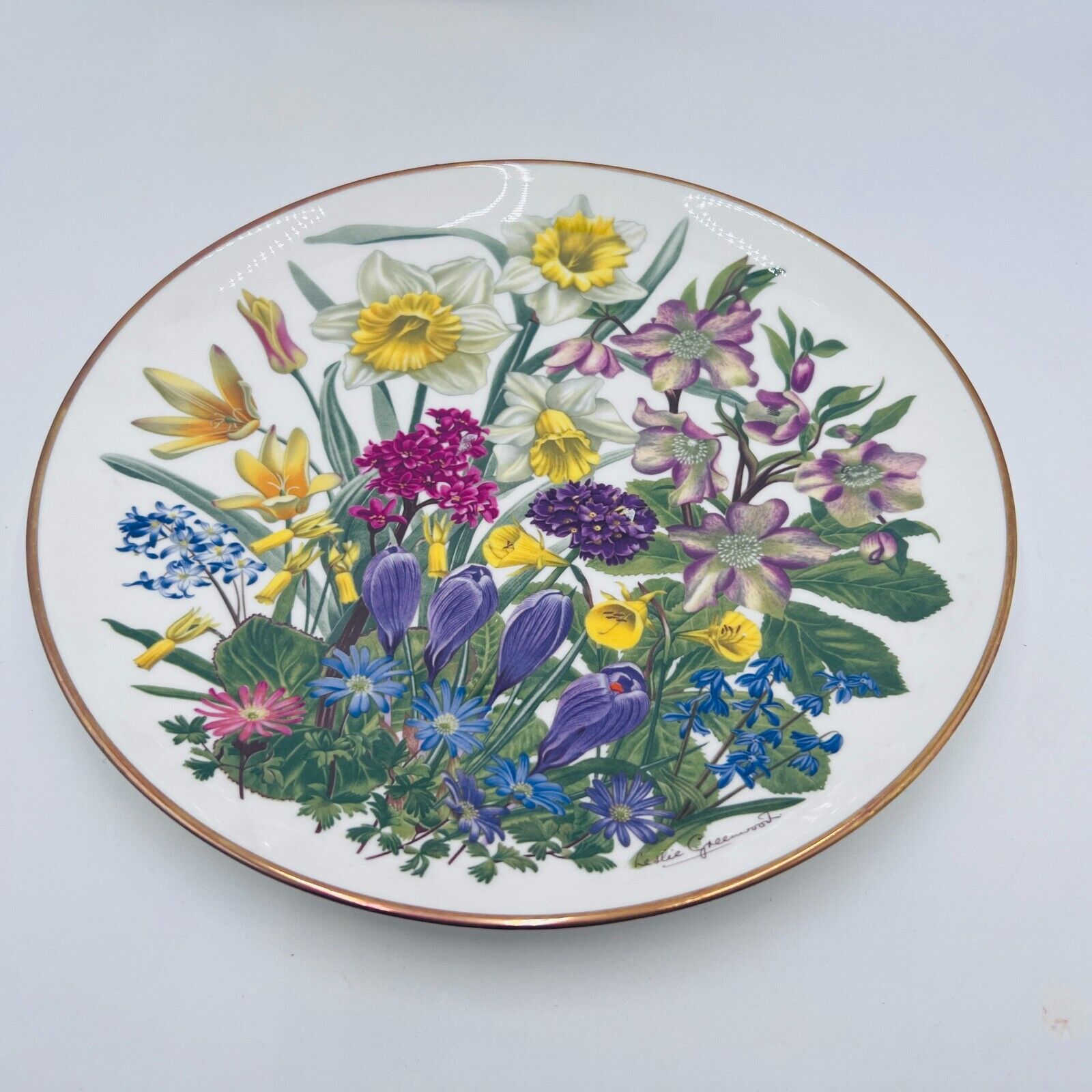 Franklin Mint Flowers of the Year Plate Wedgwood England March 1977 Porcelain