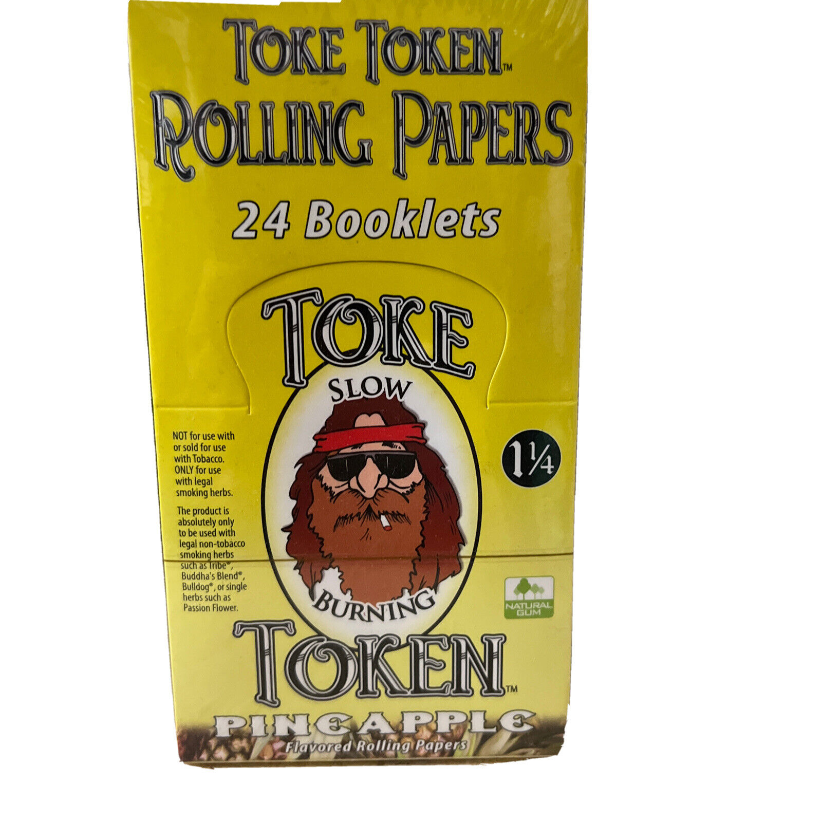 24 pack 1 1/4 Toke Token Flavored Cigarette Rolling Papers Pineapple Natural Gum