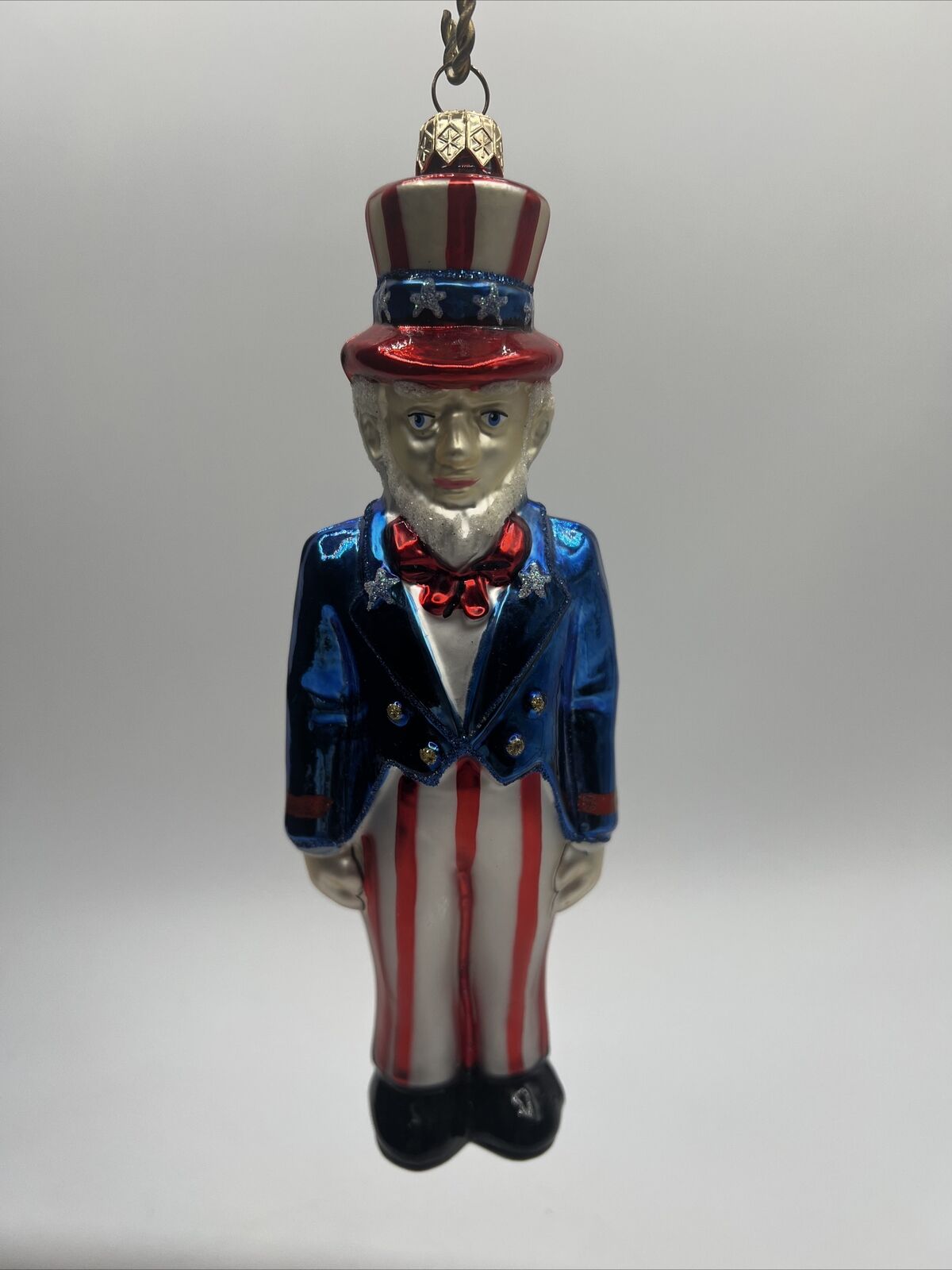 Kurt Adler Polonaise Uncle Sam Ornament, Hand-painted blown glass Patriotic
