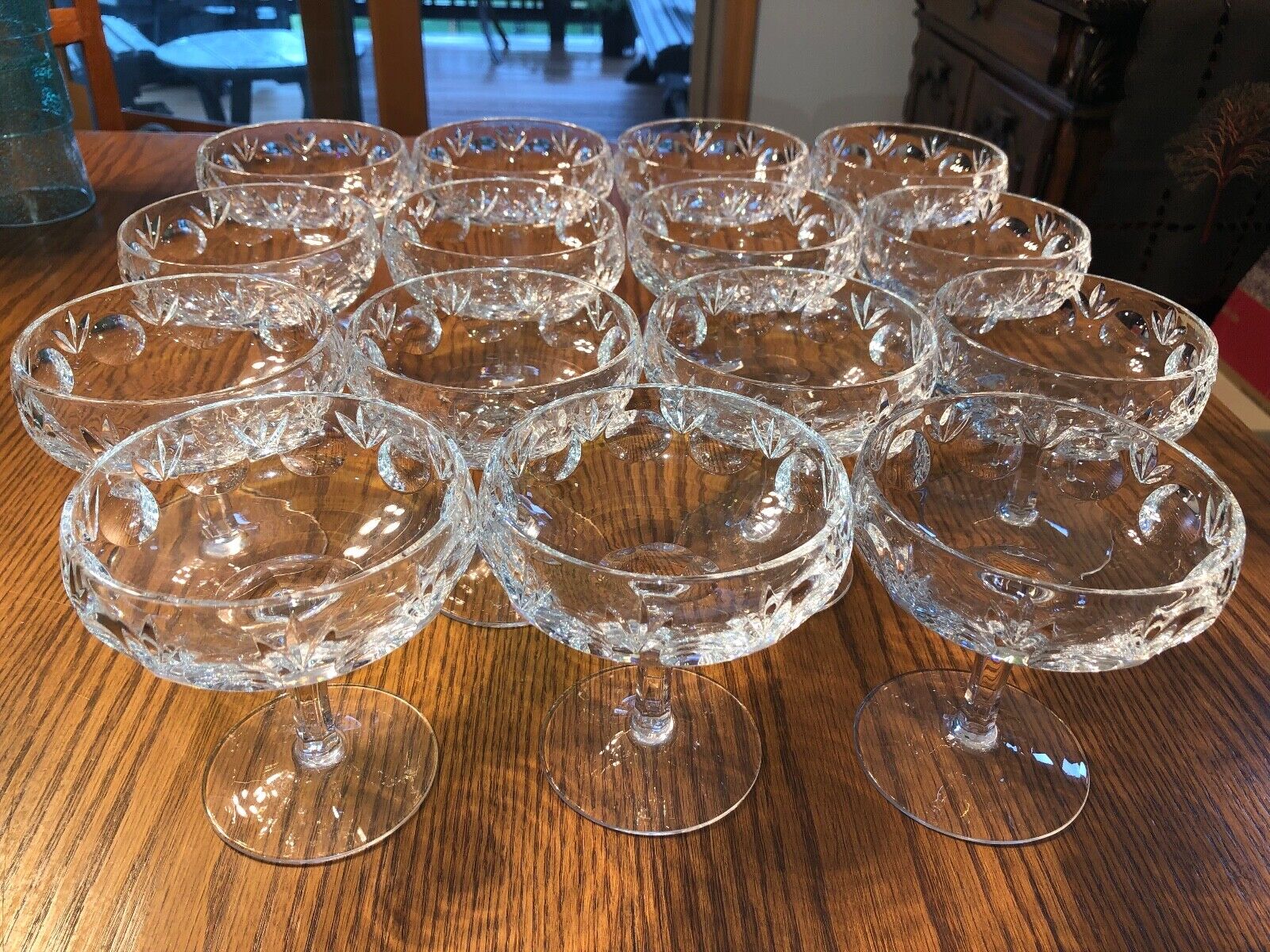 Vtg GORHAM BAMBERG Crystal Champagne Sherbet Glasses - MOST NEVER USED Set of 4